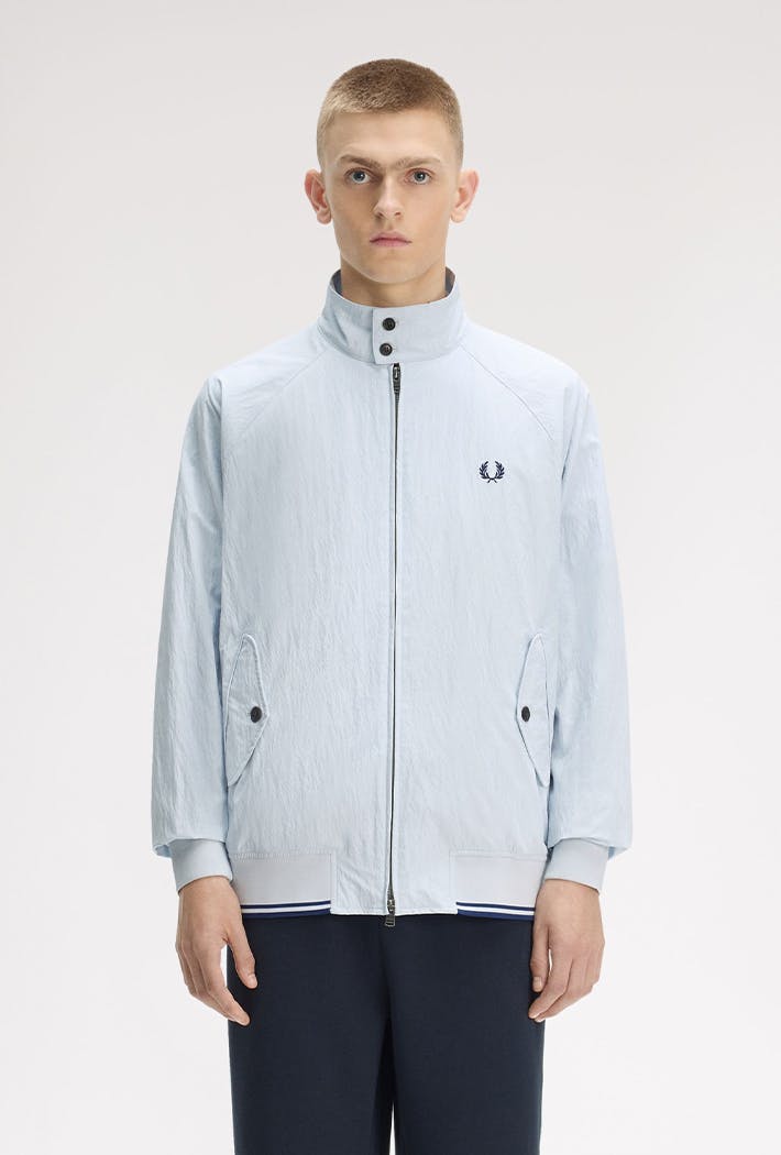 Fred Perry Men's Blue Crinkle Harrington Jacket - Dusky 28A - Size 40/Regular - Image 2
