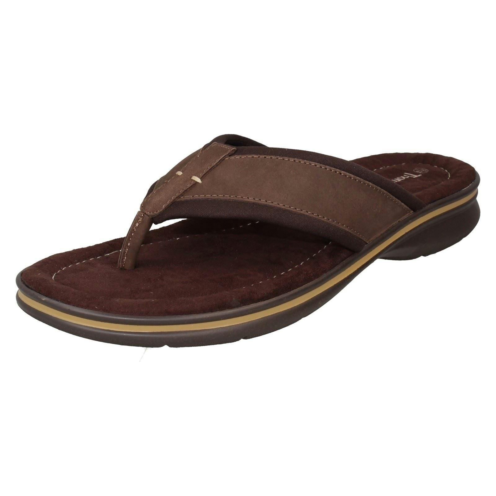 Thomas Blunt Men's Low Toepost Flip Flops Sandals A0067 - Chocolate - Uk 7