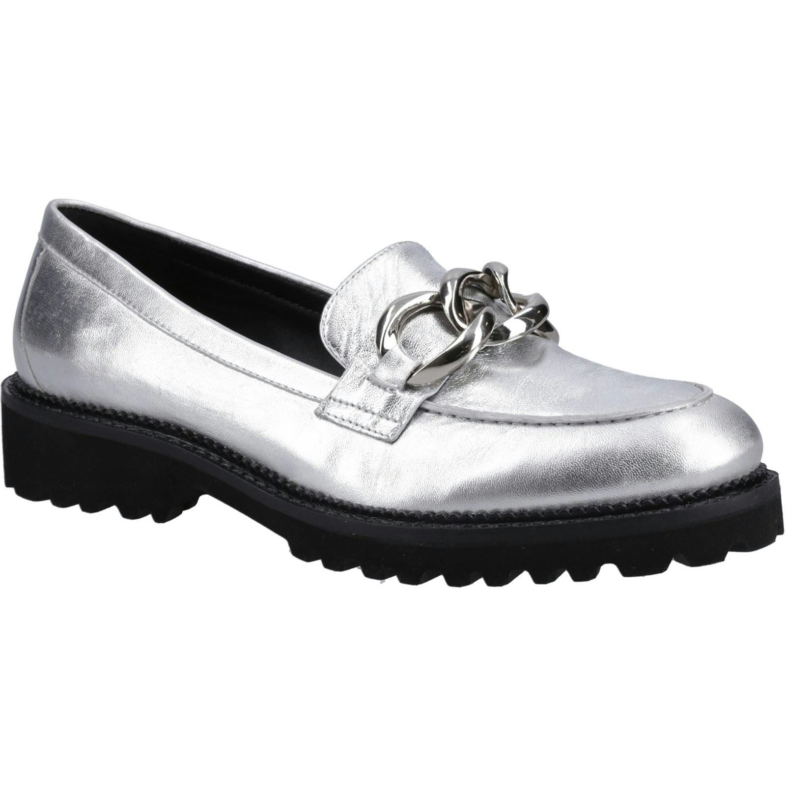 Hush Puppies Women's Silver Gianna Leather Loafers - Size 7