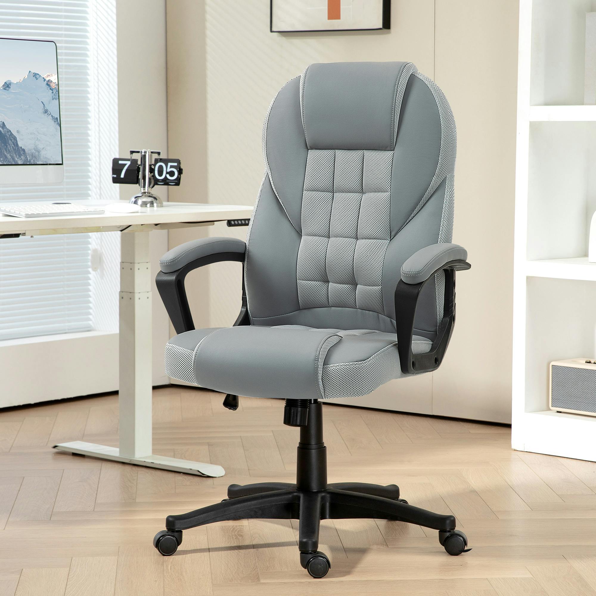 Rackhams Grey Faux Leather Office Chair - Image 3