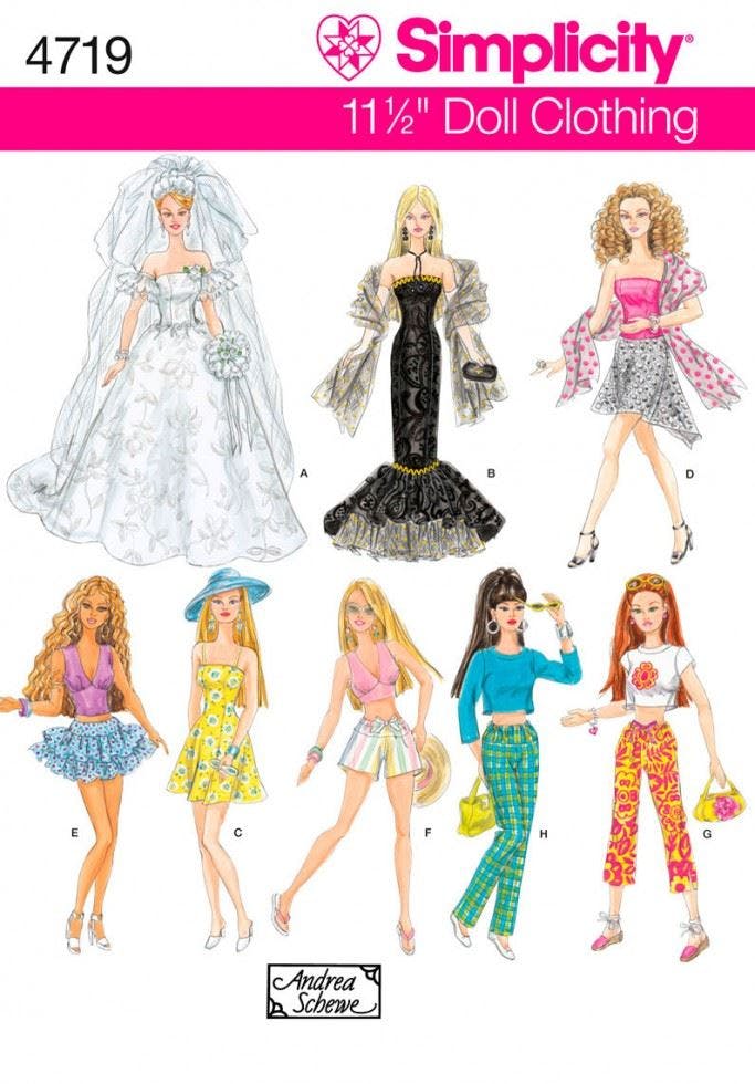 Simplicity Sewing Pattern 4719, Doll Clothes Fits 11.5 Inch Doll - Intermediate - Fits 11.5 Inch Doll