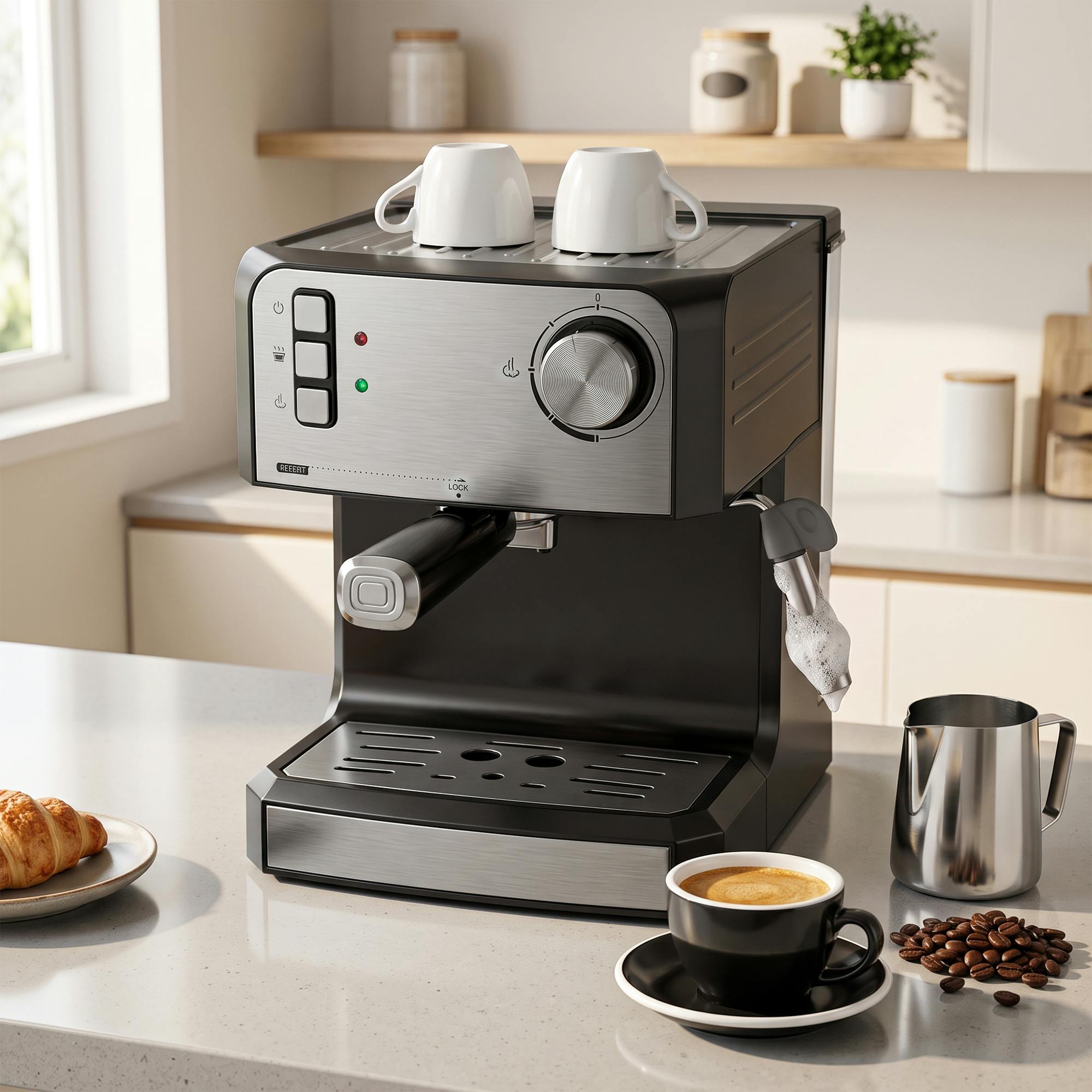 HOMCOM Espresso Machine, 20-Bar, 1.6 L Tank, Black - Image 4