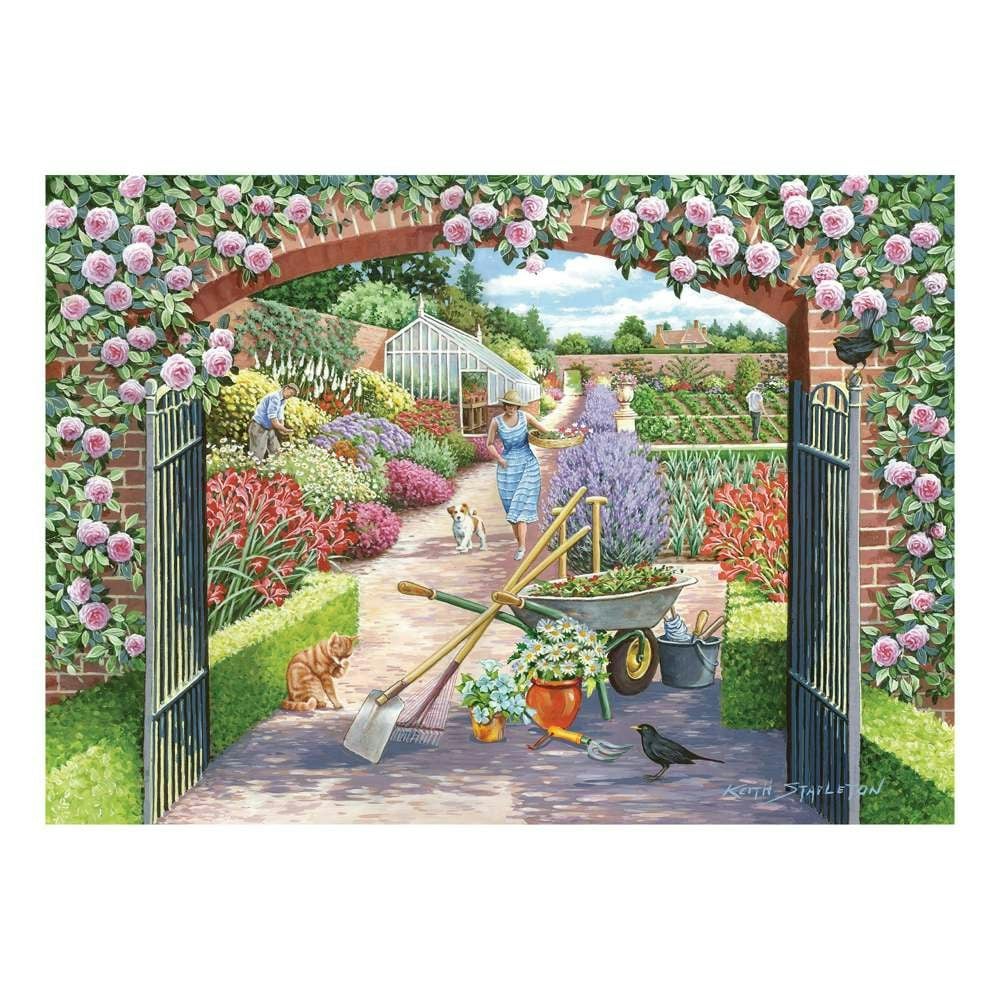 House of Puzzles Walled Garden Big 250 Piece Jigsaw Puzzle - Extra Large Pieces - Keith Stapleton Illustrations - FSC Certified Board - Image 3