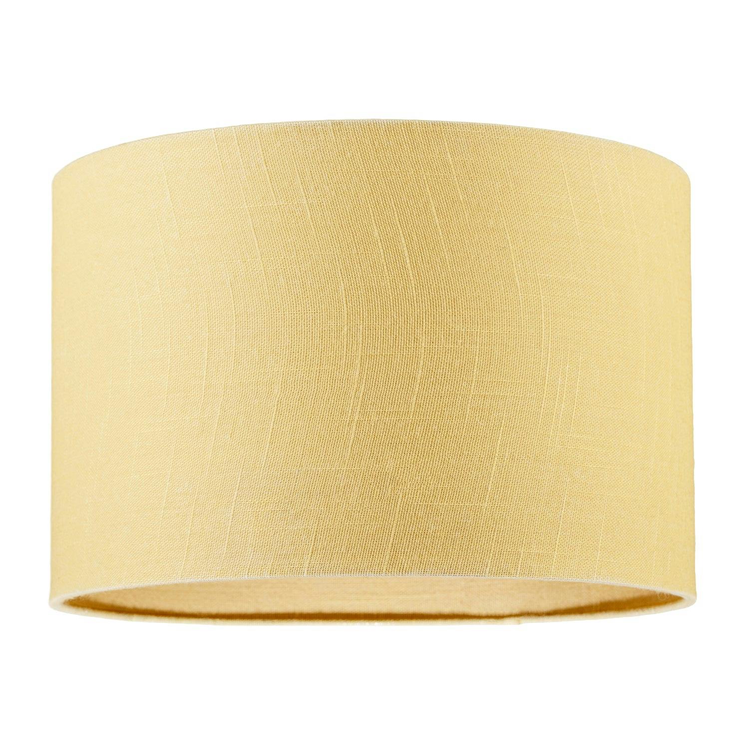 Happy Homewares Yellow Designer Soft Mellow Textured Linen Fabric Circular Lamp Shade