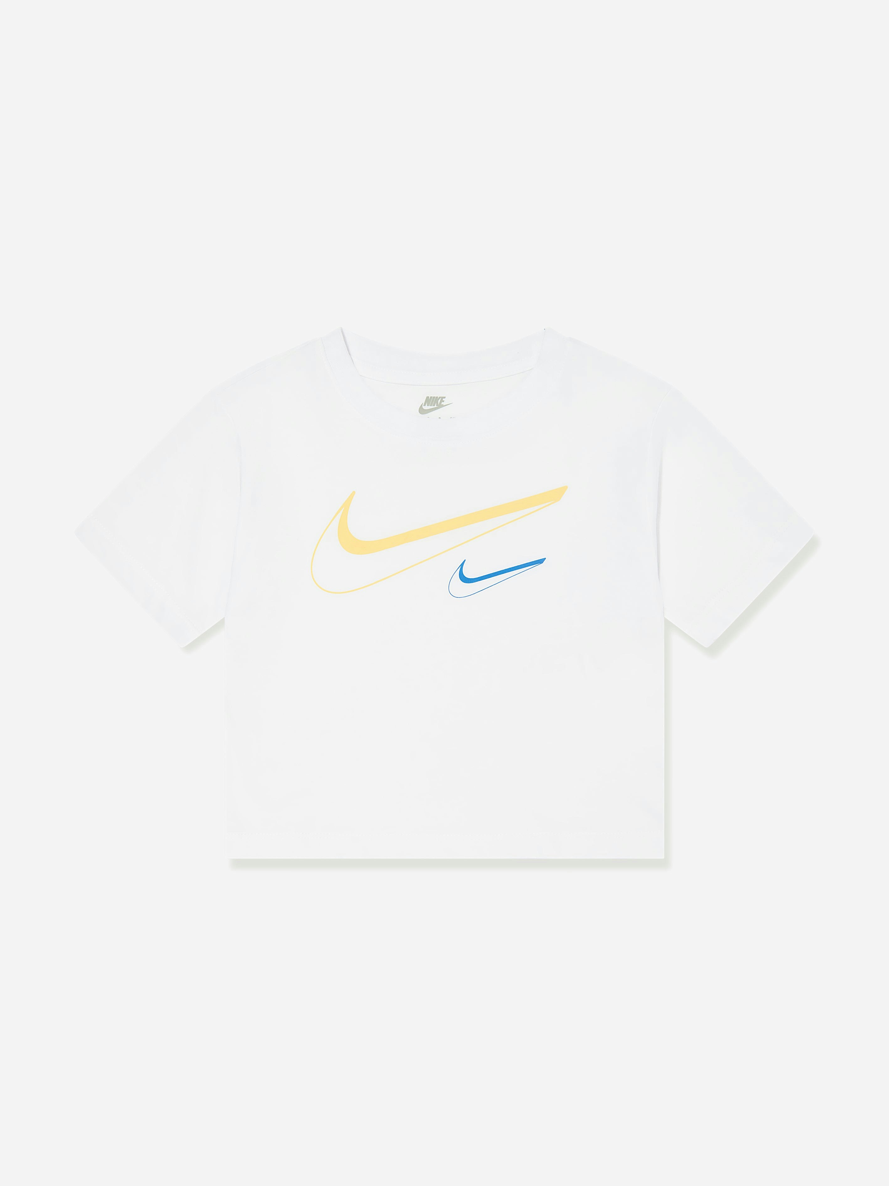Nike Girls White Swoosh Logo Boxy T-Shirt In - 5 - 6 Years
