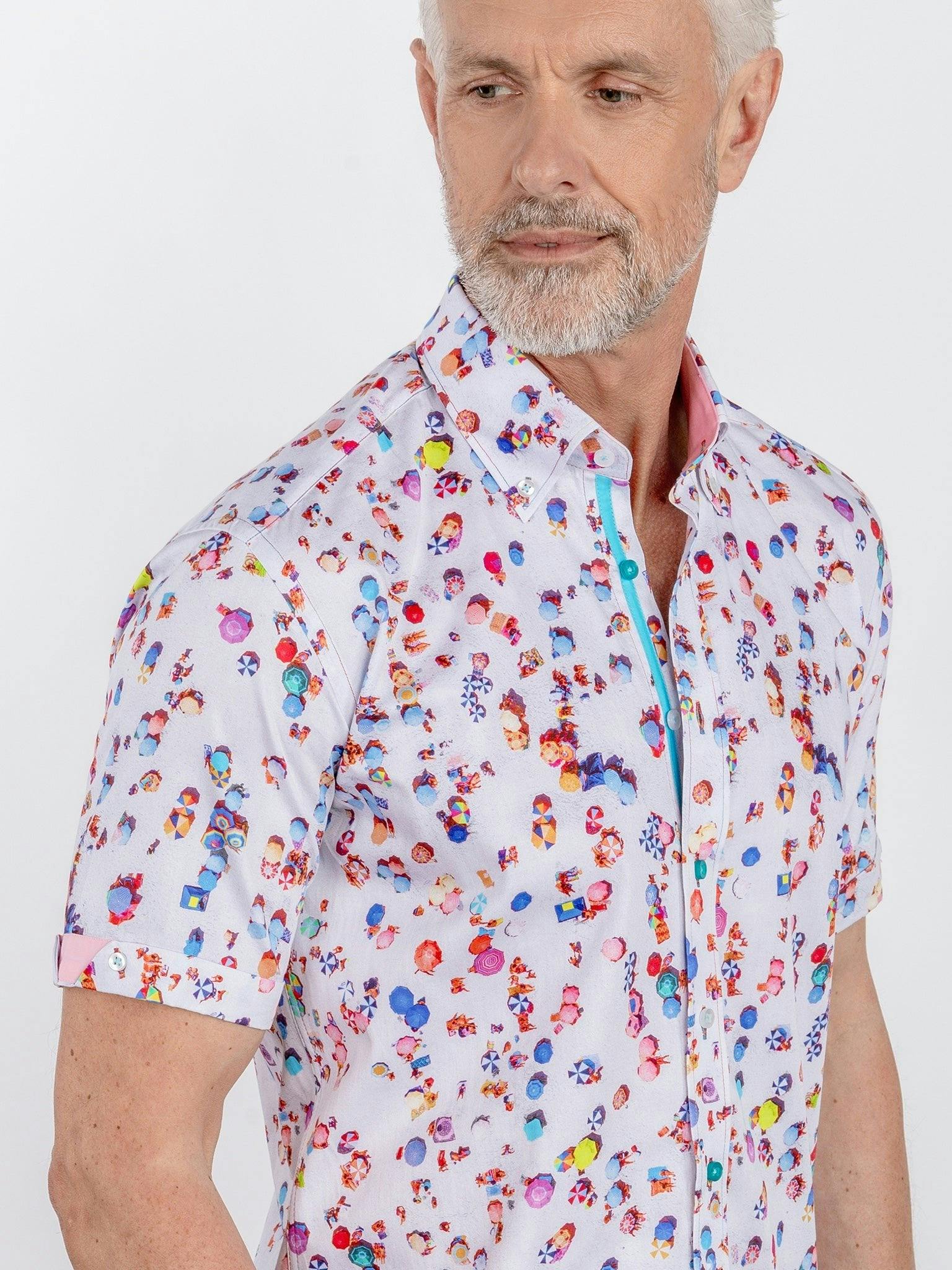 Claudio Lugli White Drone Beach Printed Short Sleeve - 6XL