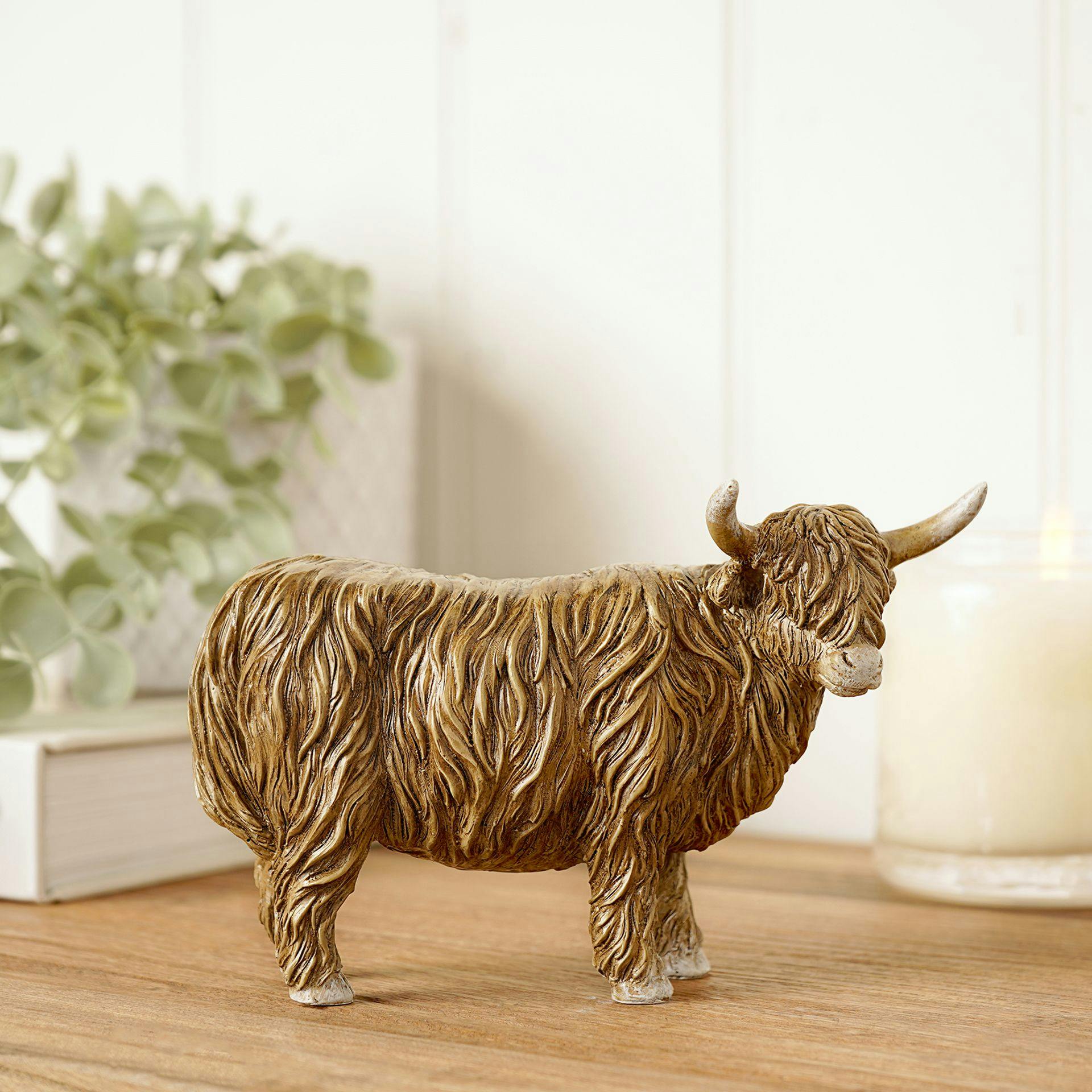 Country Living Brown/Cream Highland Cow Figurine