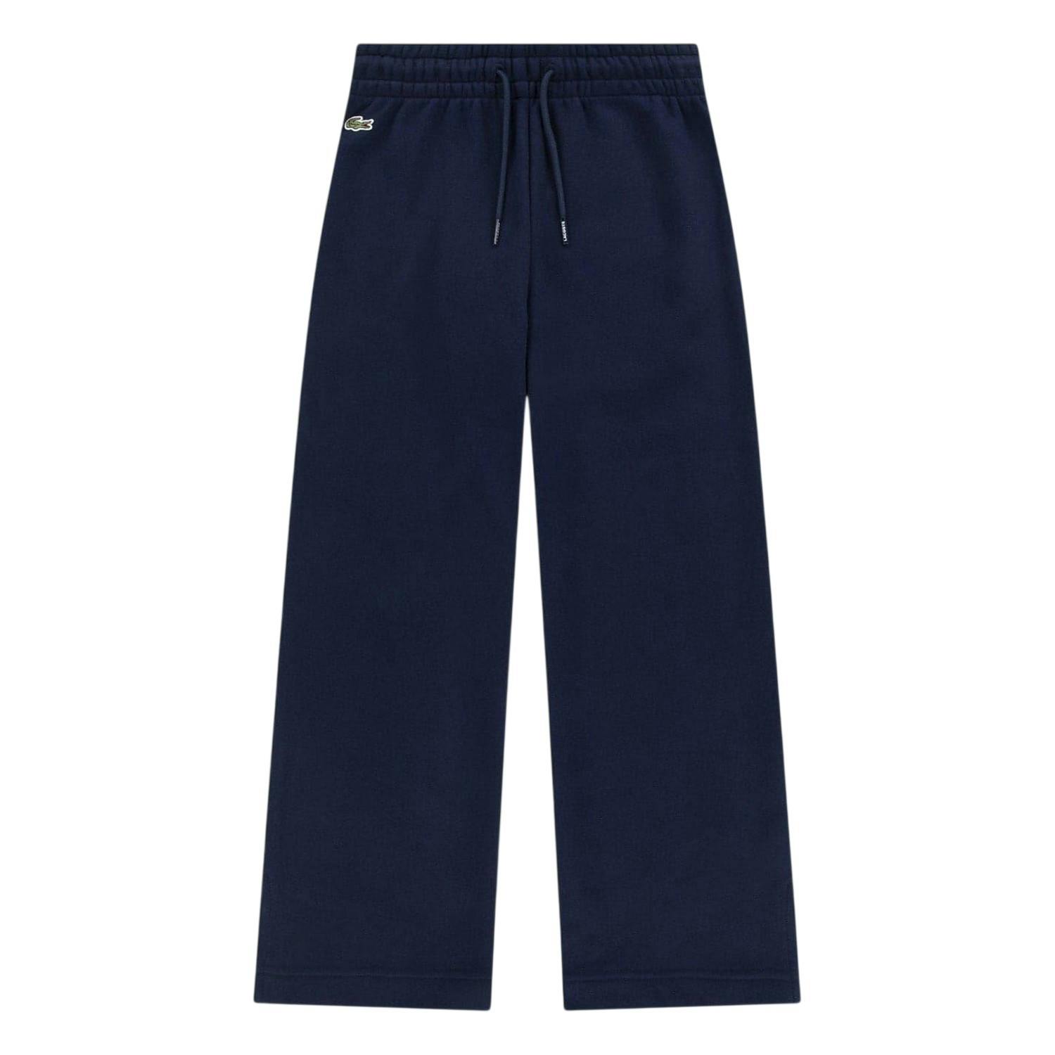 Lacoste Women's Blue Logo Wide Leg Sweatpants - Marine - 10 Years - Marine - 75% Cotton/20% Polyester/5% Elastane