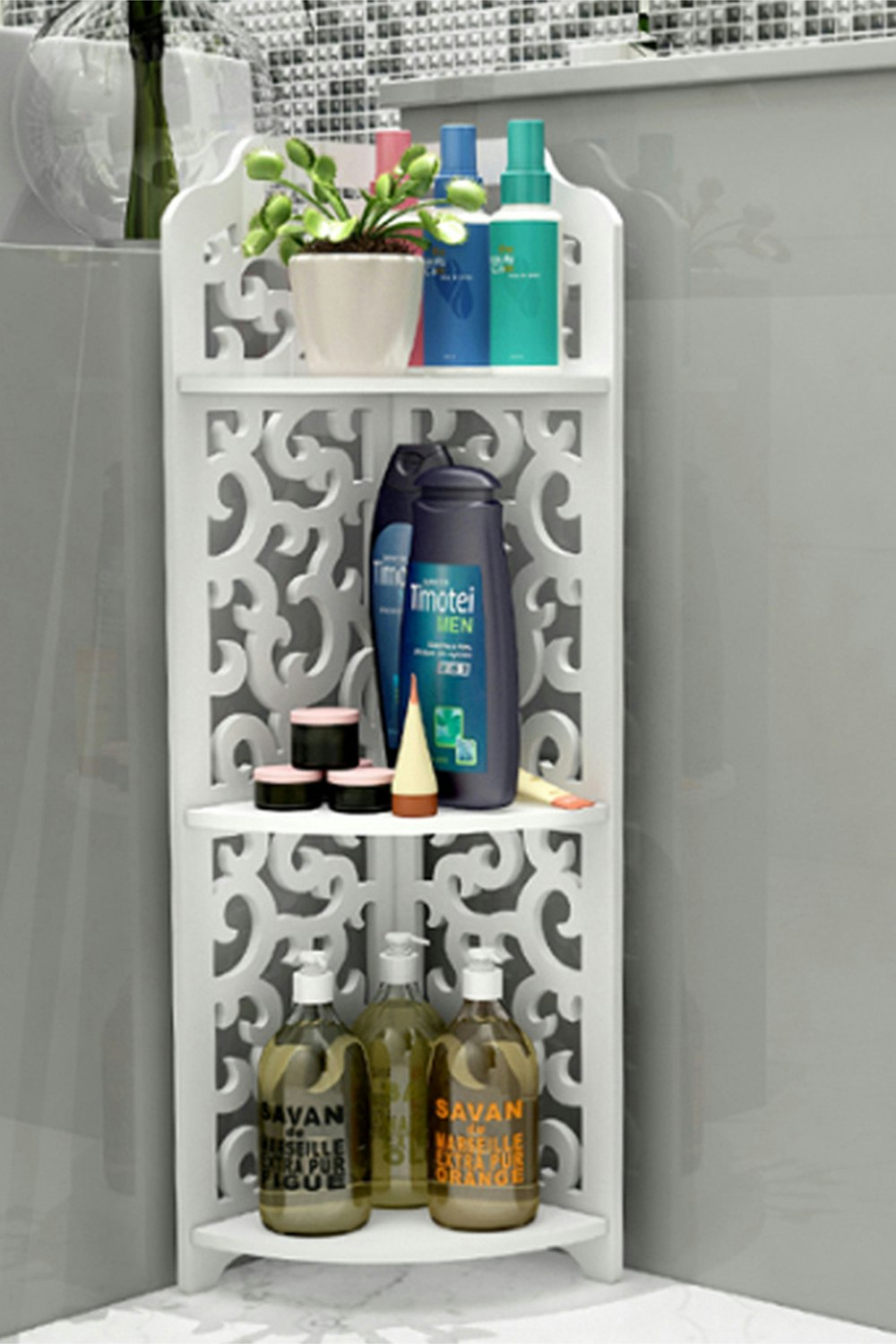 Rackhams White 3 Tiers Corner Storage Rack Cabinet Shelf Storage For Bedroom Bathroom
