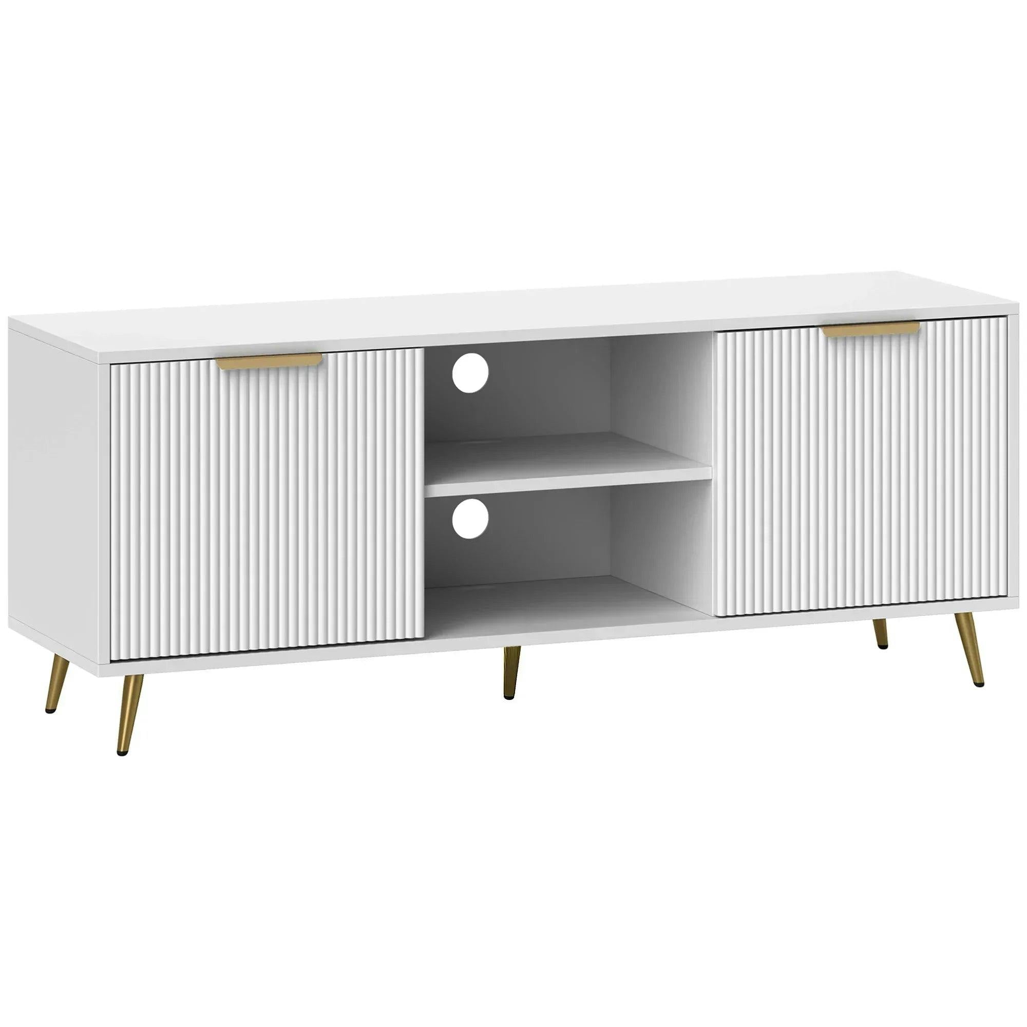 HOMCOM White TV Stand Cabinet 2 Doors 2 Shelves - Image 6