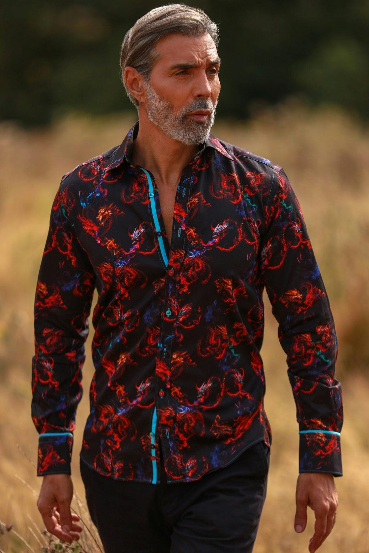 Claudio Lugli Men's Black Dragons Print Shirt - Image 2