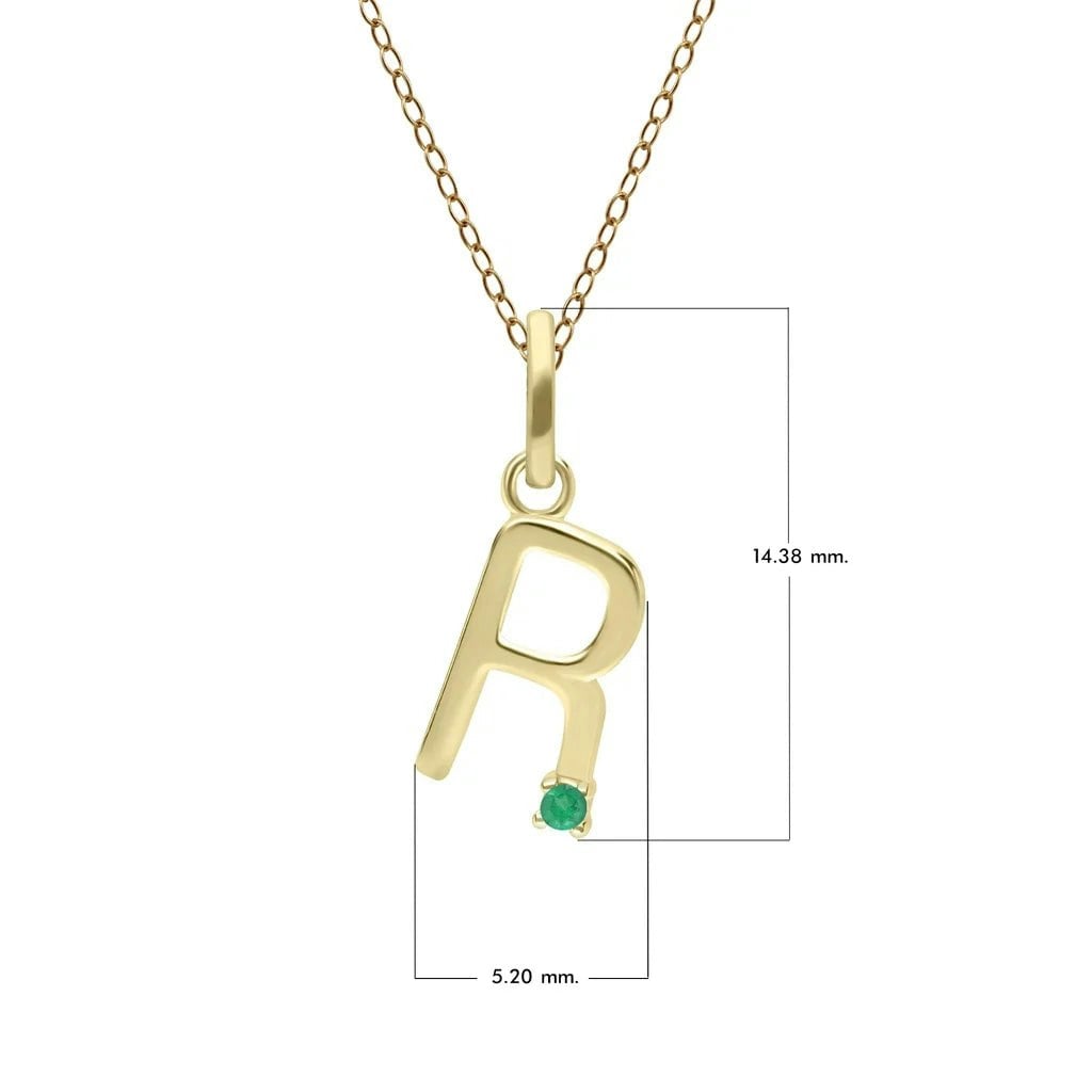 Gemondo Yellow/Gold Initial Emerald Letter Necklace In 9Ct - R