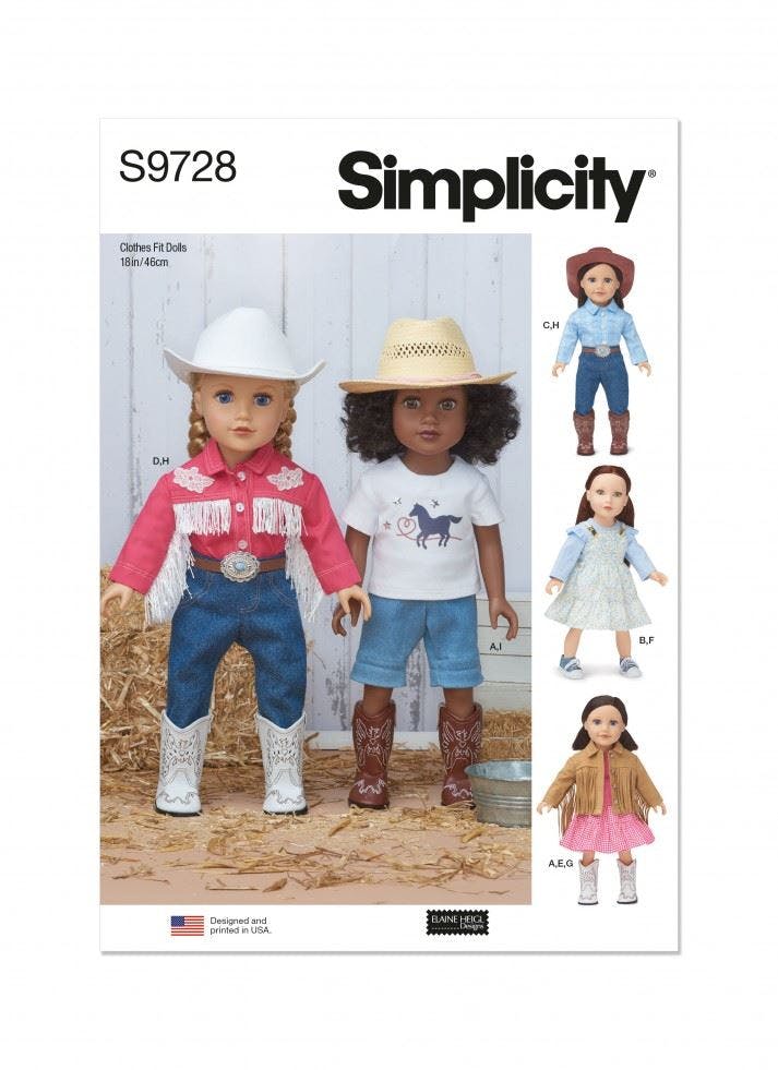 Simplicity Sewing Pattern 9728, Doll Clothes One Size - Intermediate - One Size