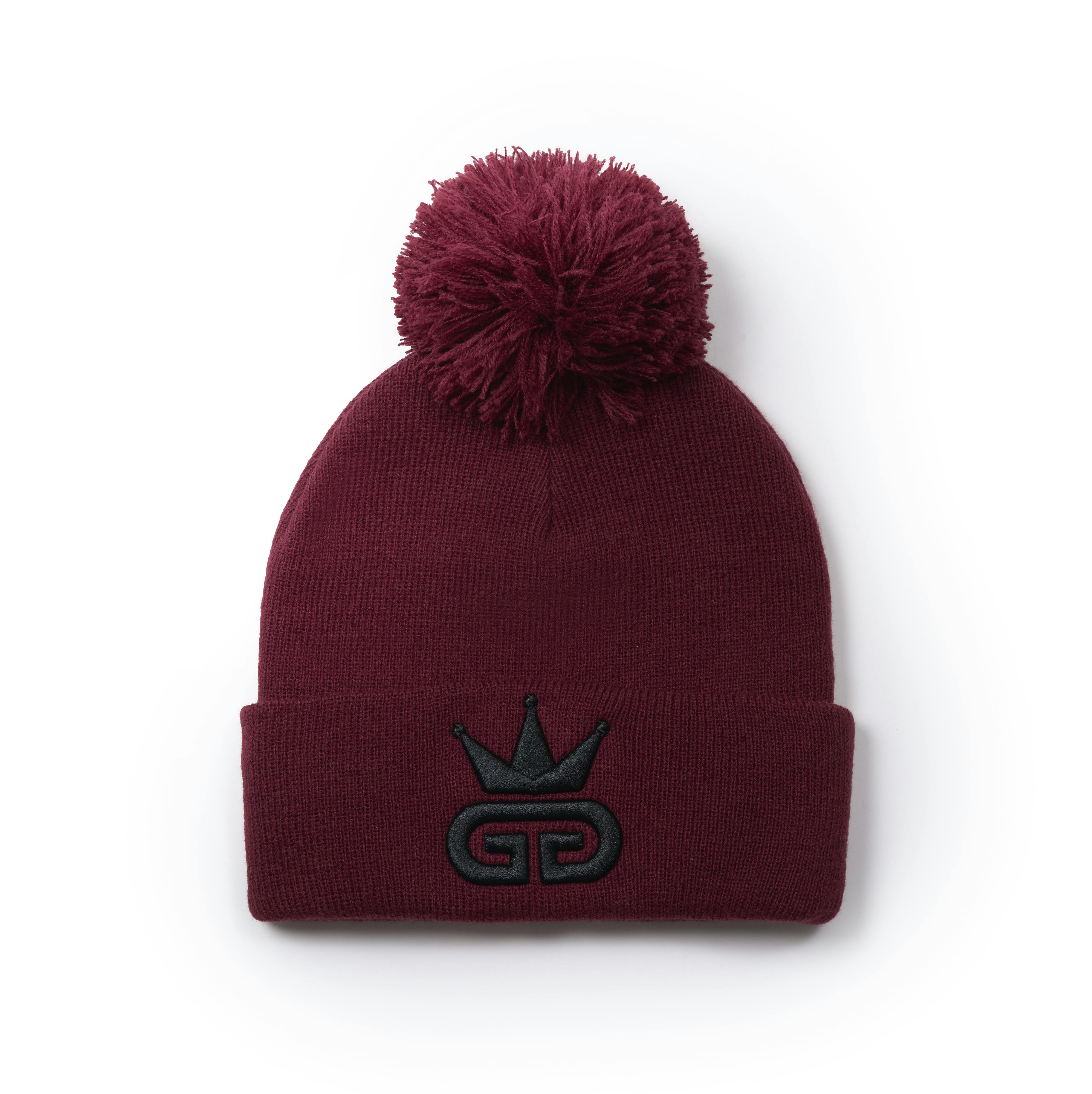 God Given Talent Black/Burgundy Ggt Logo Bobble Woolly Hat - Ggtwh00006