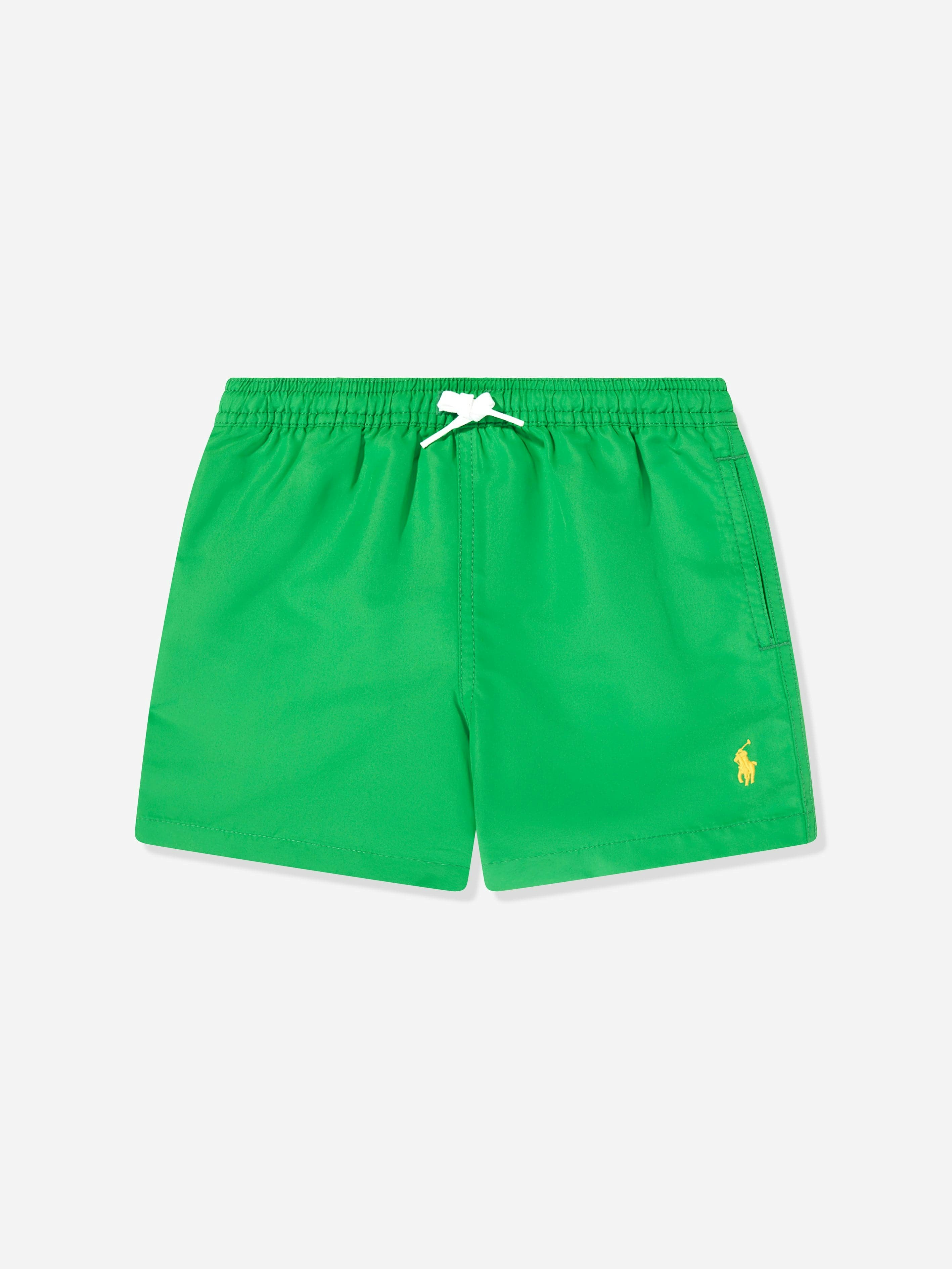 Ralph Lauren Kids Boys Green Ralph Lauren Logo Swim Shorts In - 18-20 Yrs (Xl)