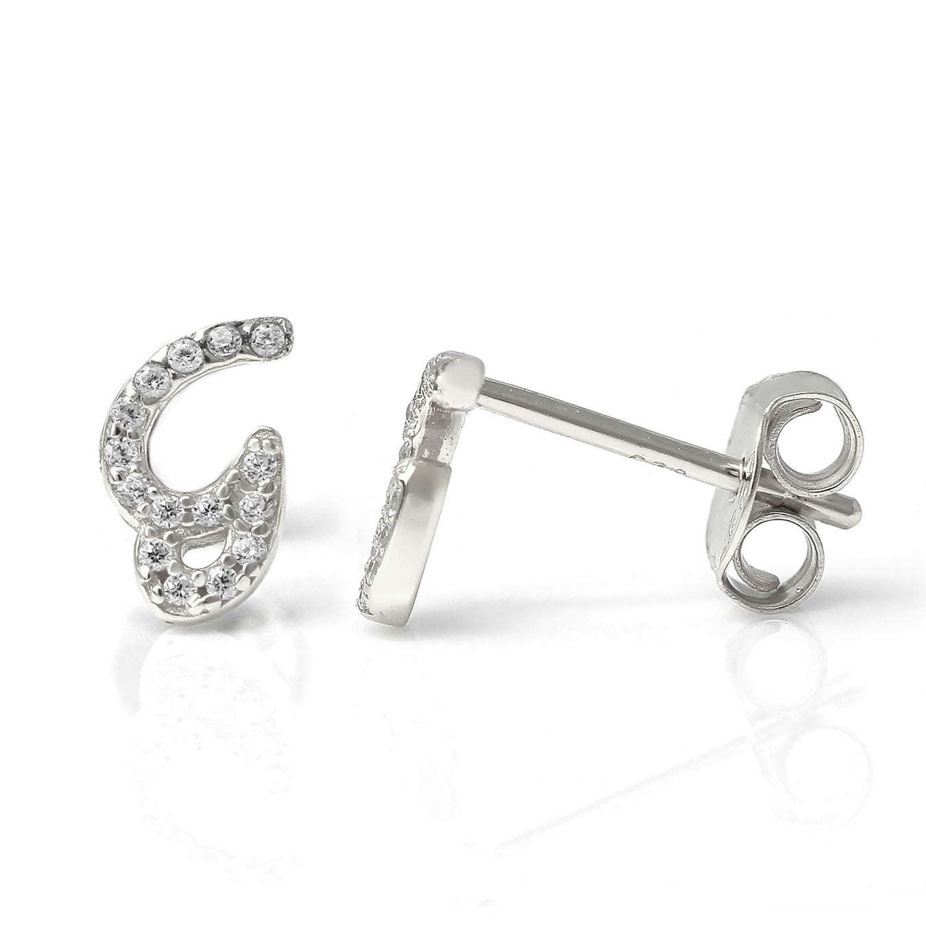 Say It With Silver Luxe Cz Initial Earrings - Sterling - G
