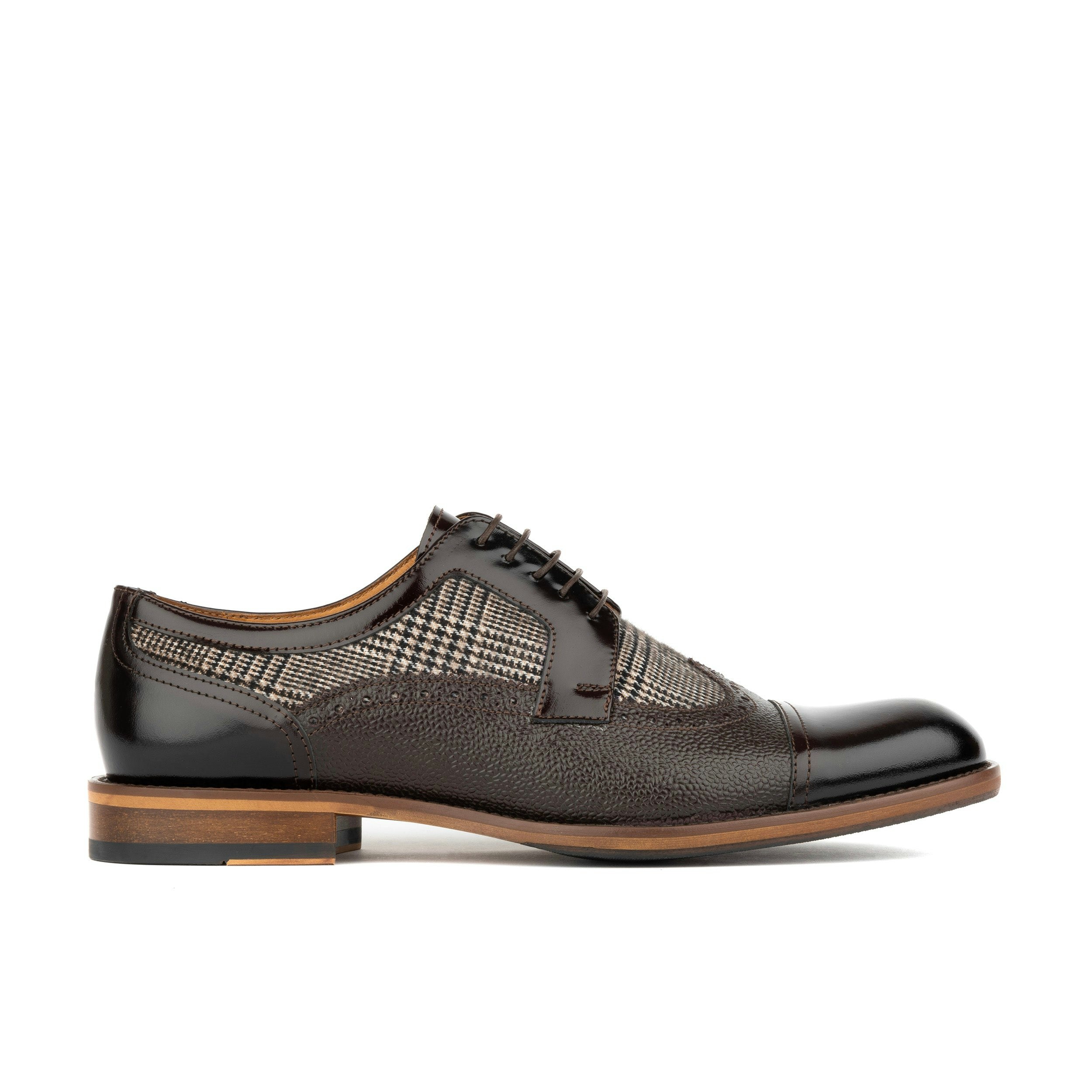 Embassy London Men's Brown Orlando - Check - Toe Cap Leather Dressy Shoe With Brogue Details - Uk 6.5 / Eu 40 / Us 7.5