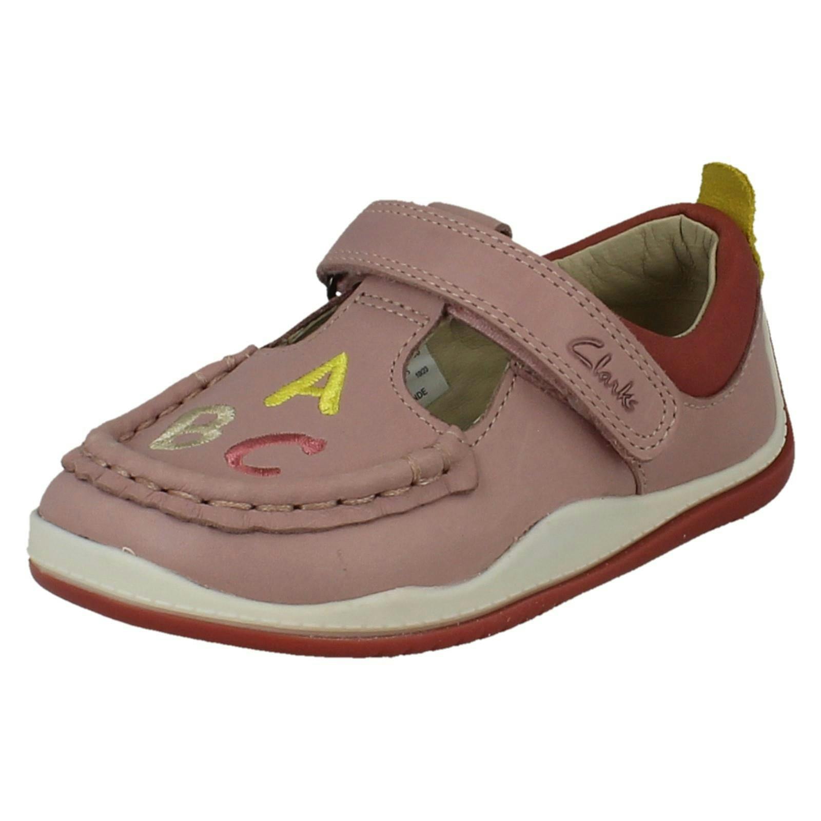 Clarks Pink Childrens T-Bar Shoes Noodle Shine T - Dusty - Uk 4.5 Infant - G