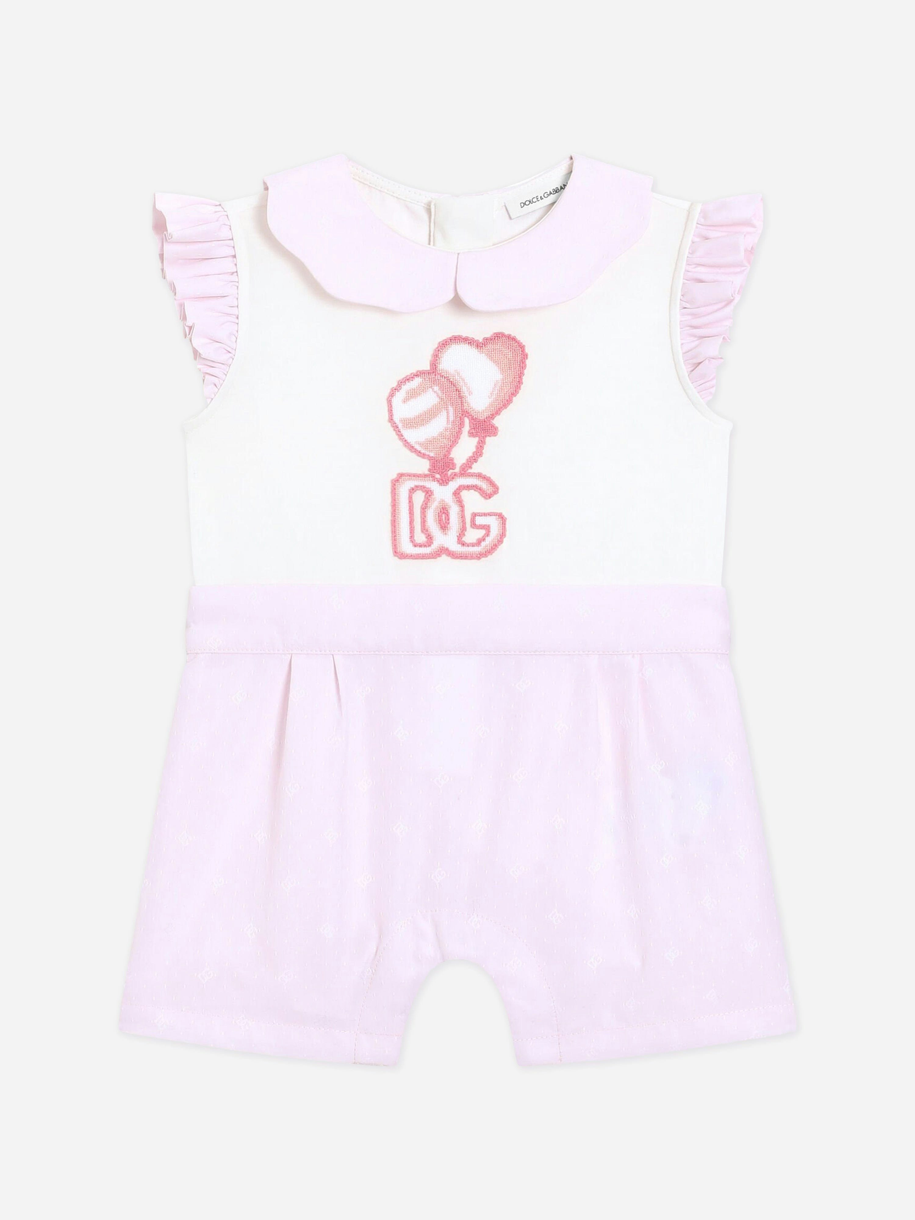 Dolce & Gabbana Kids Girls Pink Dolce & Gabbana Baby Embroidered Romper In - 0 - 3 Mths