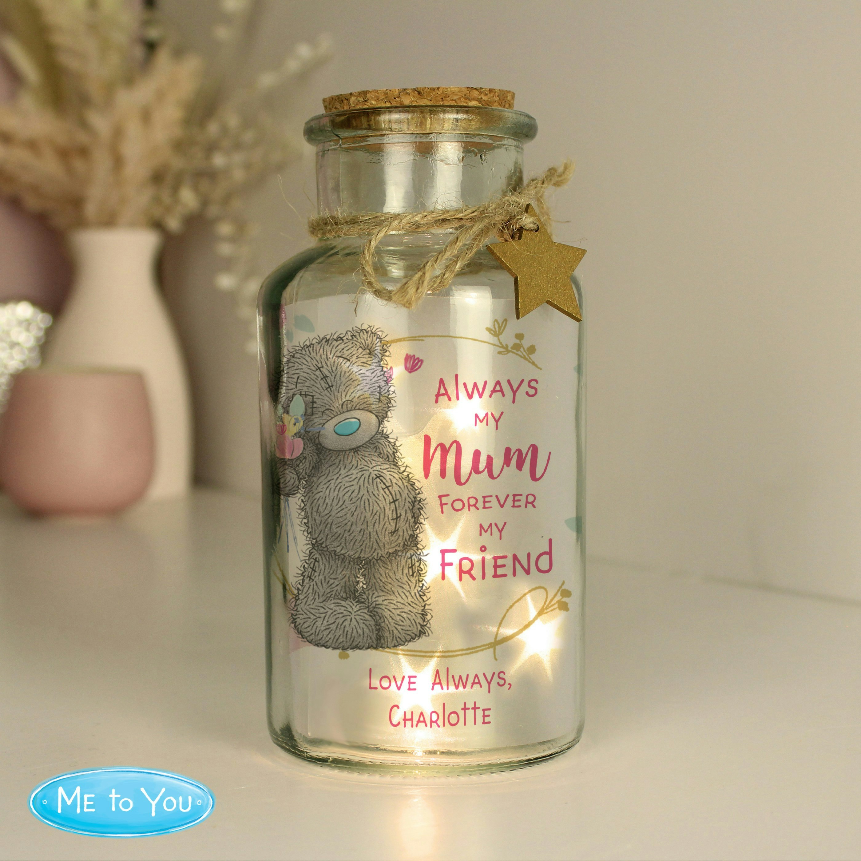 Rackhams Personalised Me To You Forever My Friend Led Glass Jar