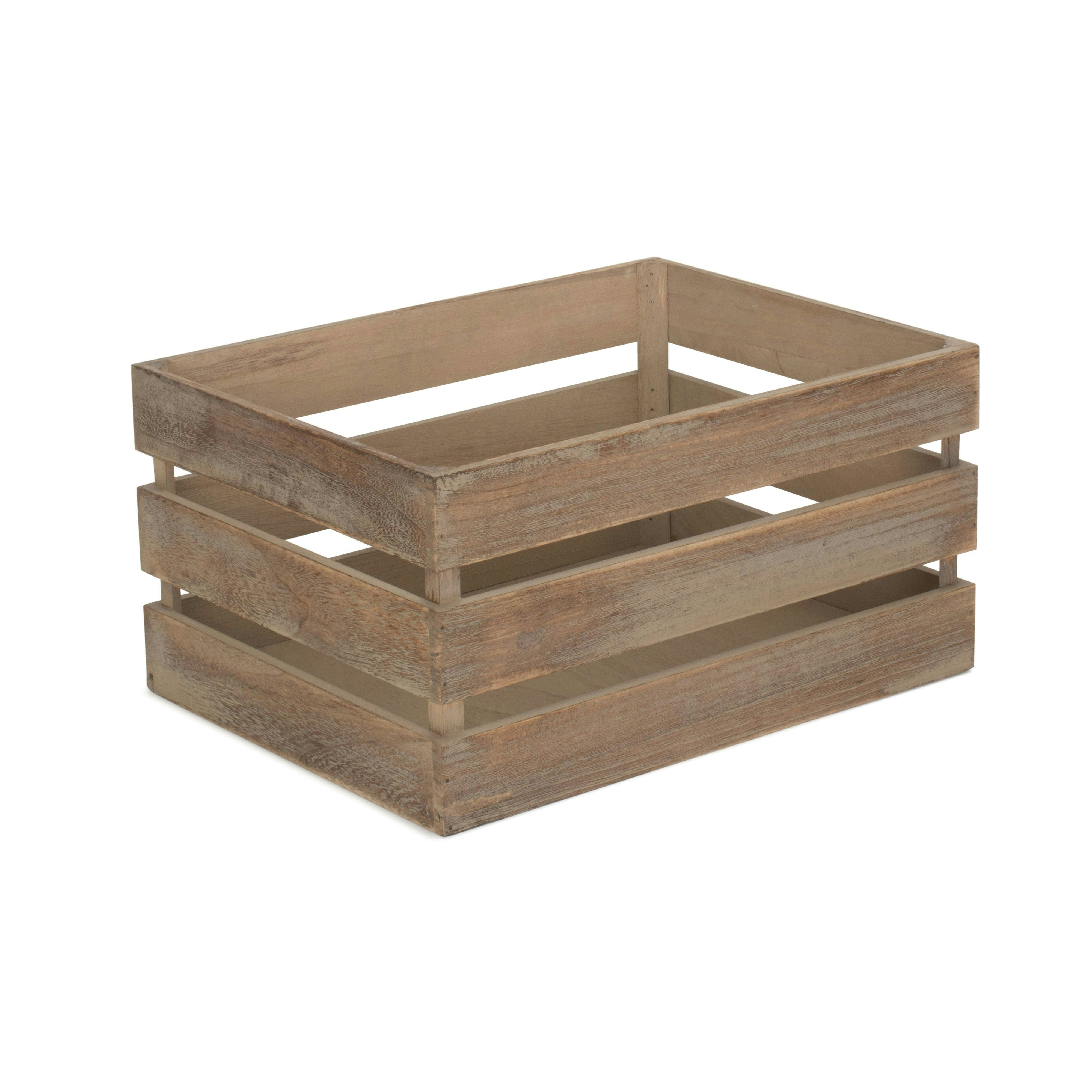 Red Hamper Oak Effect Slatted Wooden Storage Crate - Large
