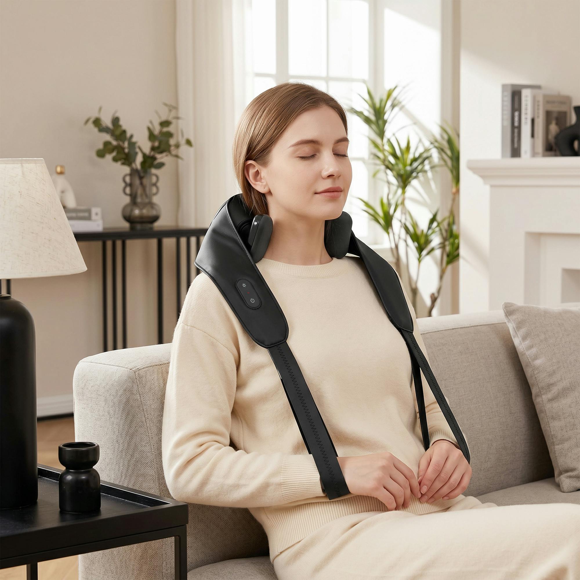 Homcom Black Cordless Neck Massager With Heat, 4D Shiatsu Shoulder Massager