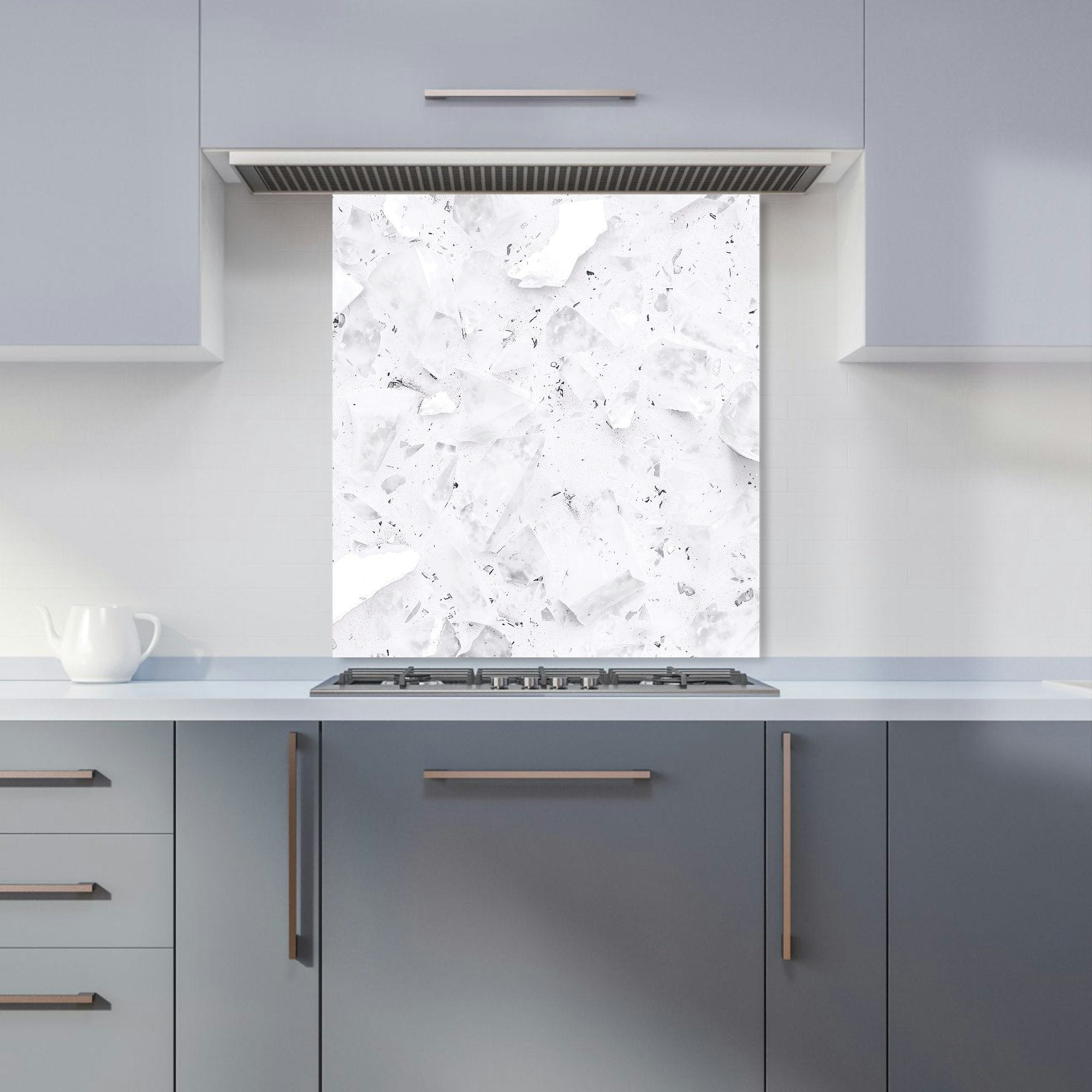 Warren Reed White - Designer Ice Quartz Effect Kitchen Splashback - W600mm X H650mm
