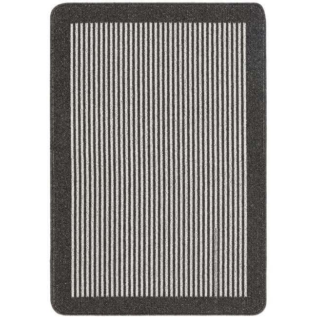 Rackhams Dark/Grey Washable Striped Mat And Runner - 67X100 Cm