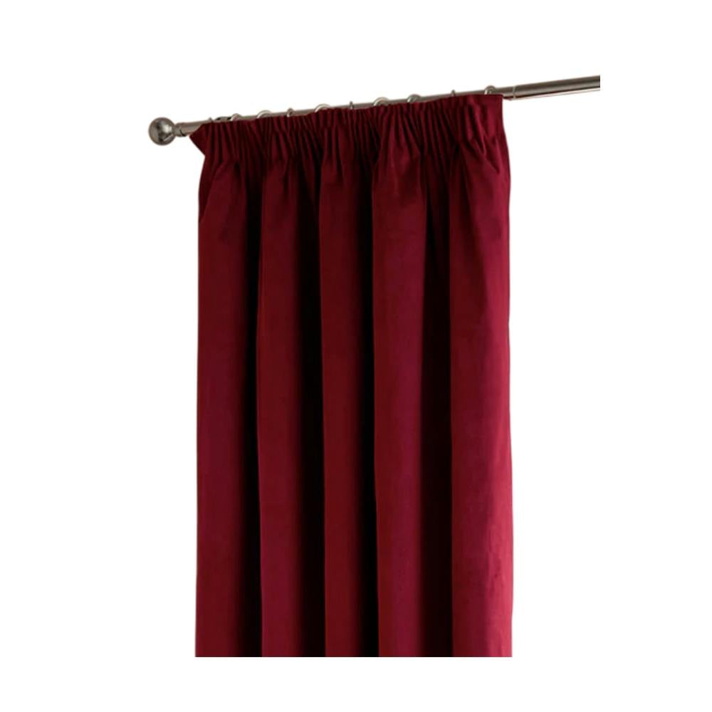 Rackhams Burgundy Ultimate Velvet Pencil Pleat Curtains - 229Cm X 183Cm - 100% Polyester
