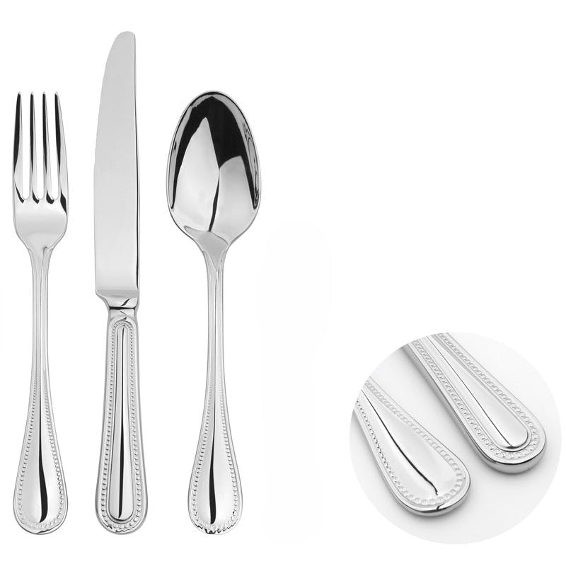 Rackhams Cutlery Sets Stainless Steel 18/8 Catering Bead 12Pc Set