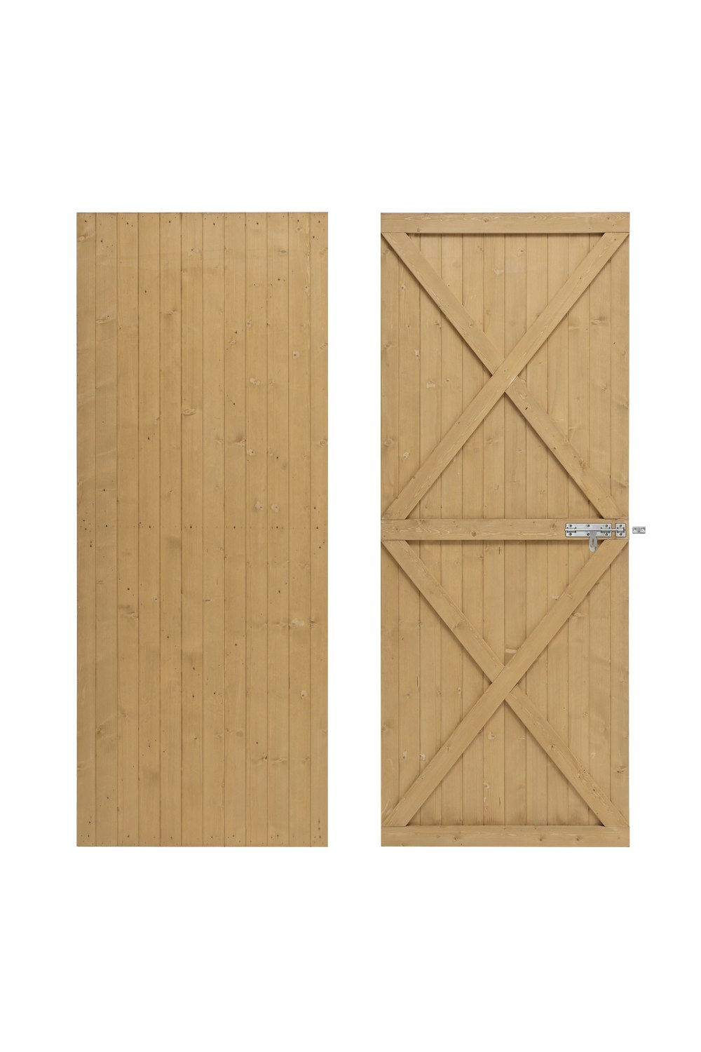 Rackhams Brown 183X79cm Garden Pine Wood Flat Top Gate With 1Pcs Latch & 3Pcs 8 Inch T-Shaped Hinges
