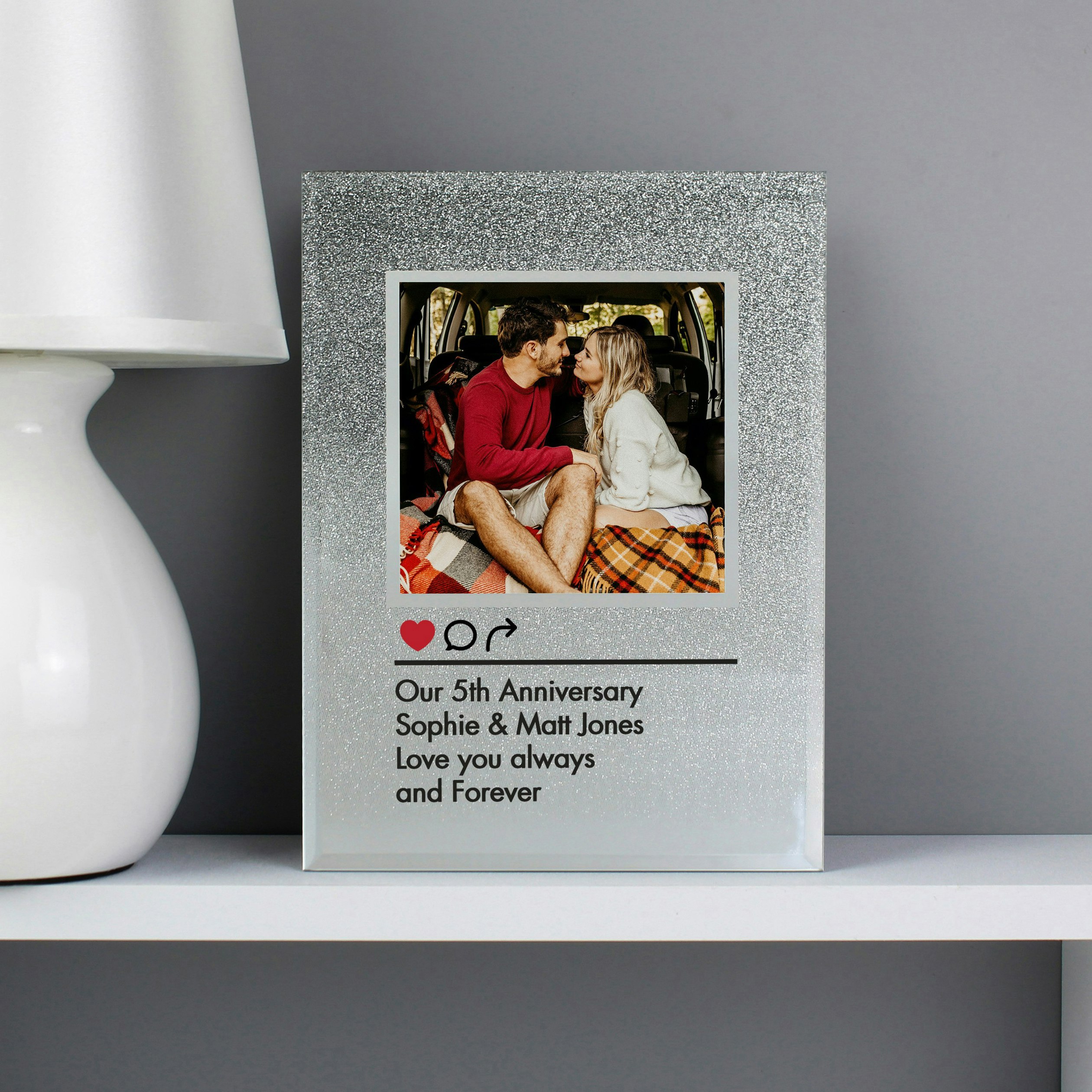 Rackhams Personalised Instagram Post 4X4 Glitter Glass Photo Frame