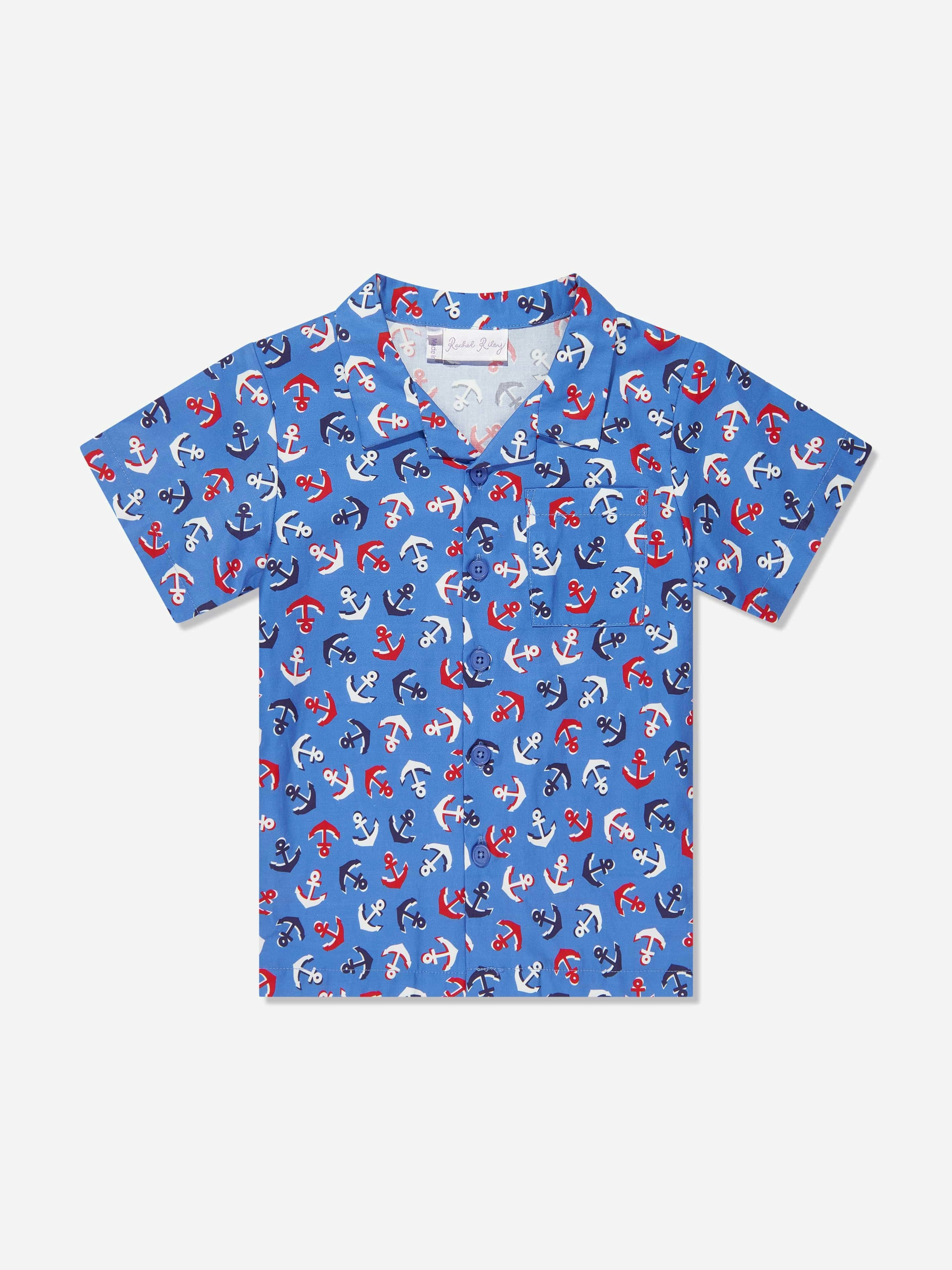 Rachel Riley Boys Blue Anchor Shirt In - 6 Yrs