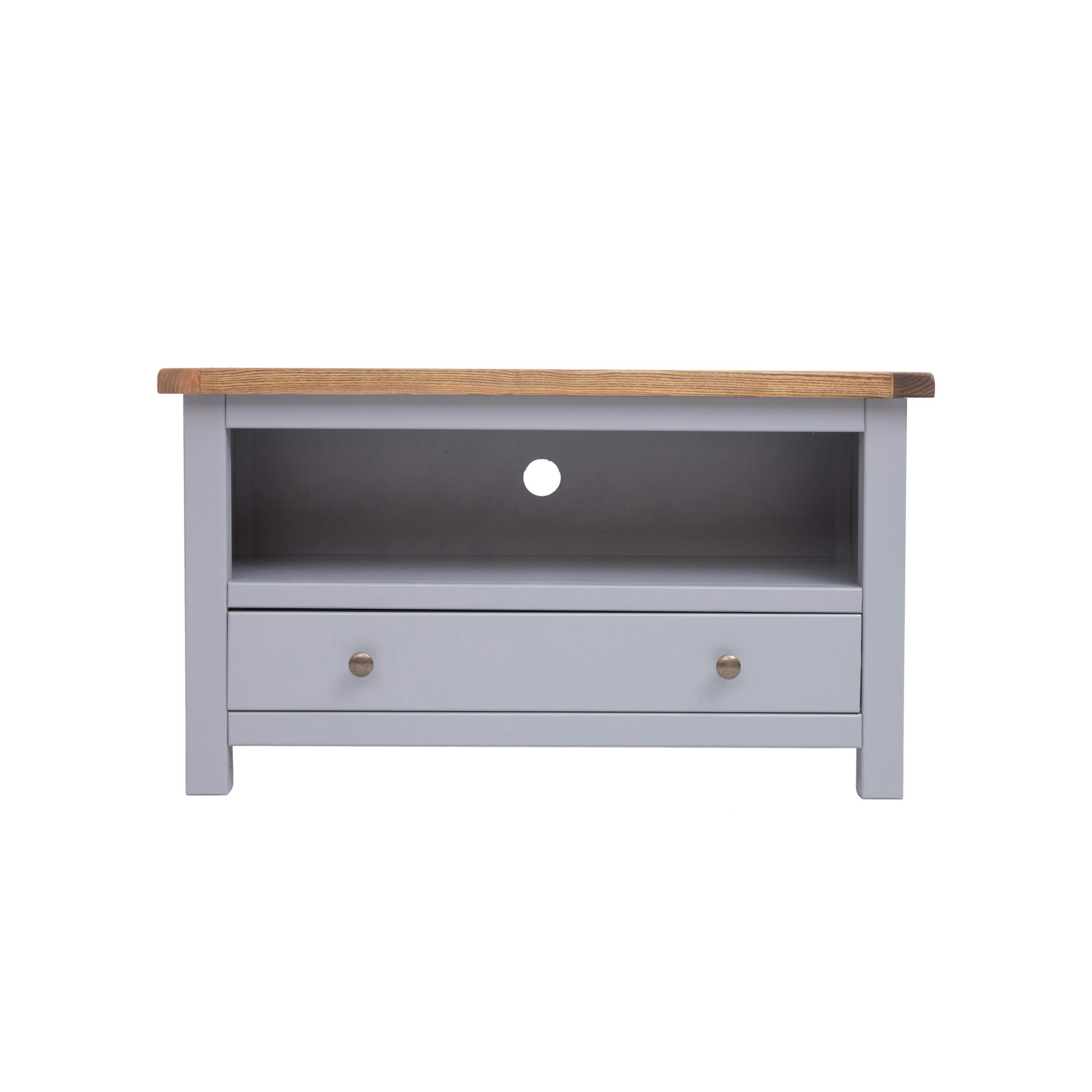 Rackhams Grey Mirano 1 Drawer Tv Cabinet Brass Knob