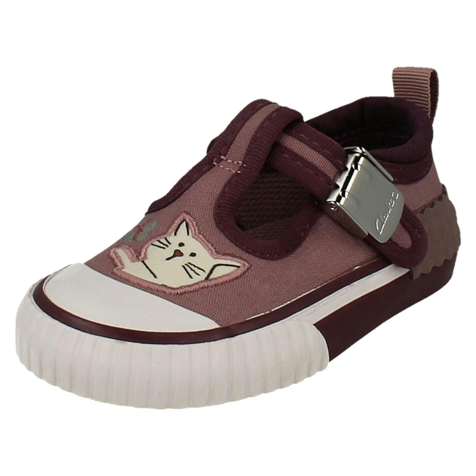 Clarks Girls Pink Canvas T-Bar Foxing Pet T - Dusty - Uk 4.5 Infant - F
