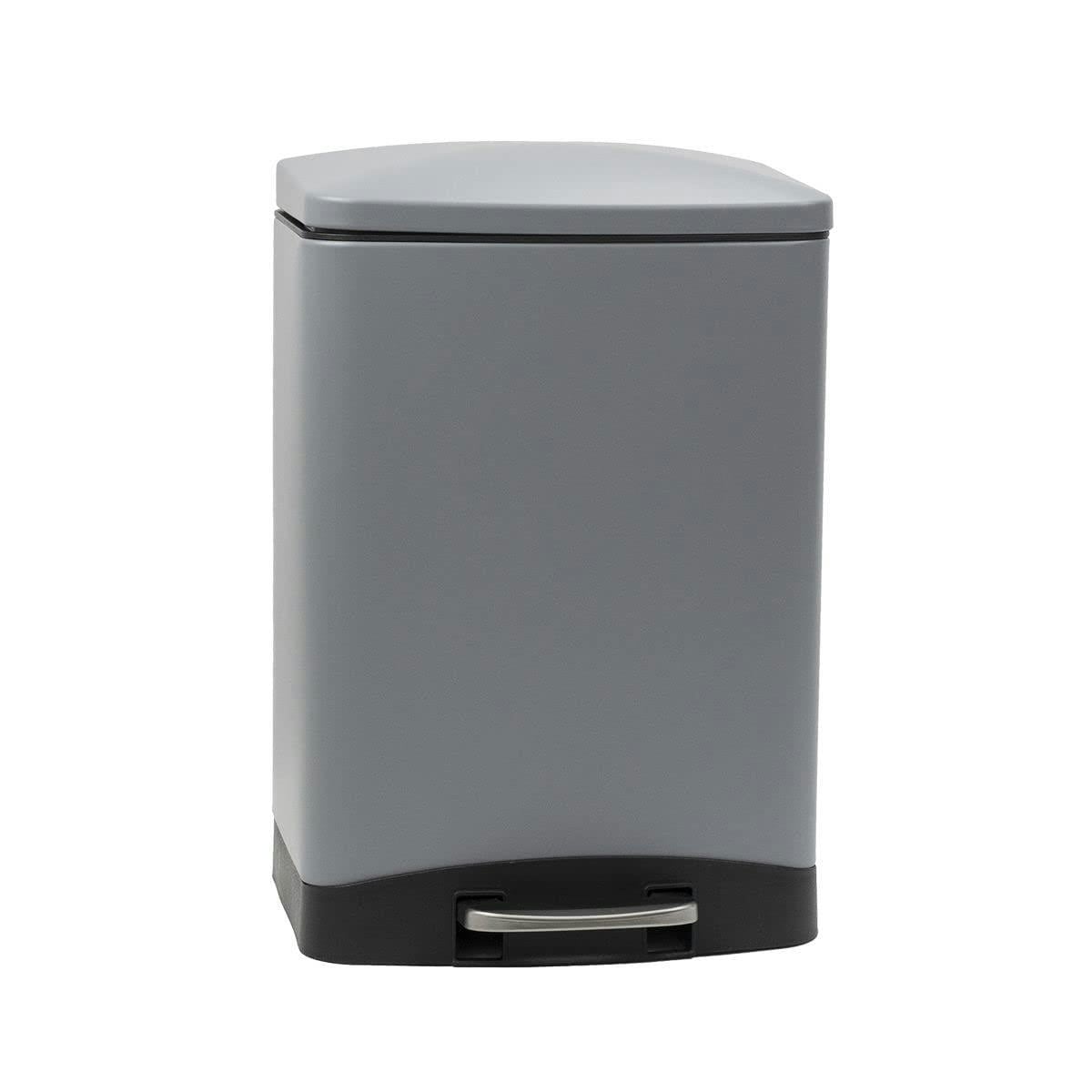 Rackhams Grey 6 Litre Pedal Waste Bin Soft Close Lid And Removable Inner Bucket - 1 - Powder Coated Iron - Image 3