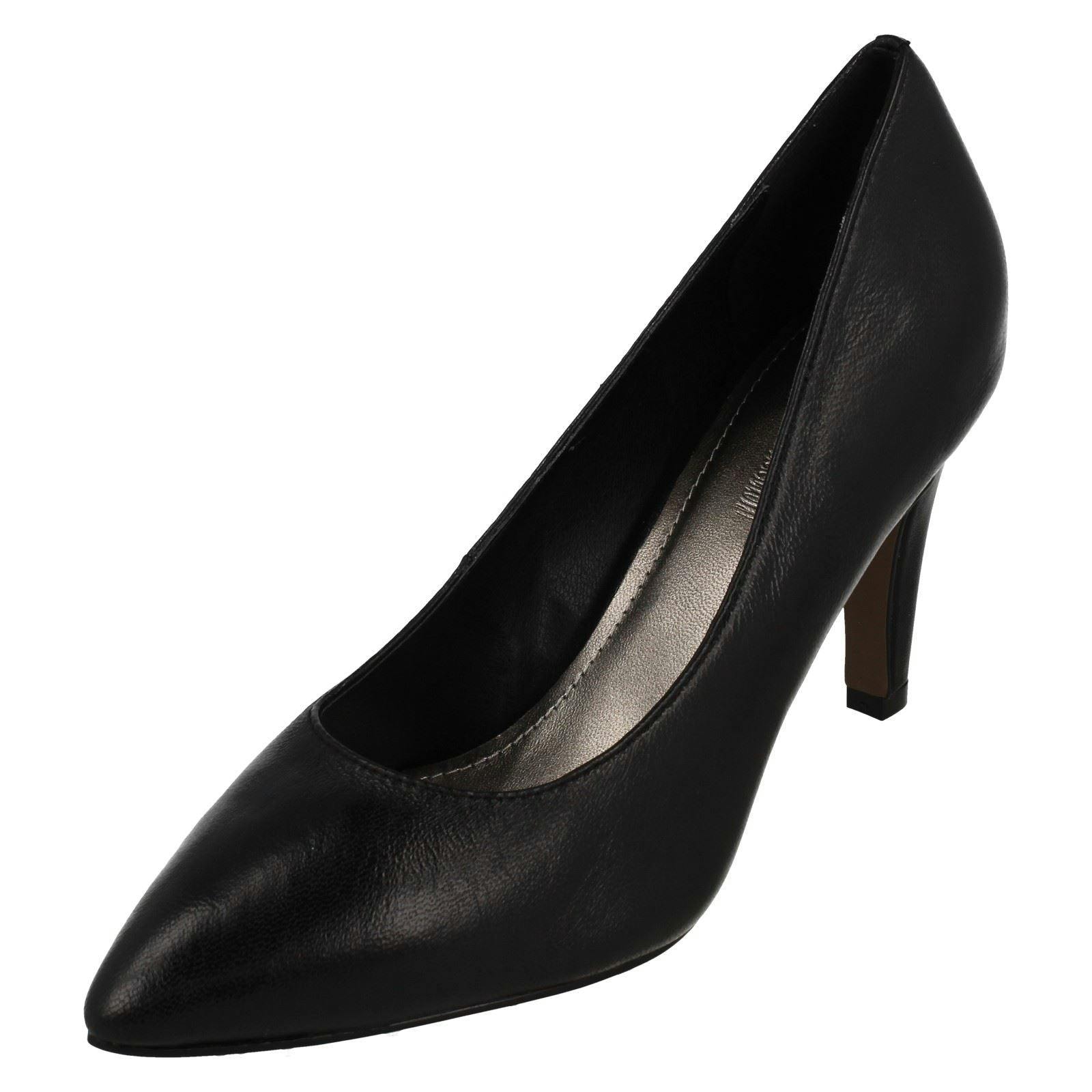 Leather Collection Women's Black Court Shoes - Uk 5