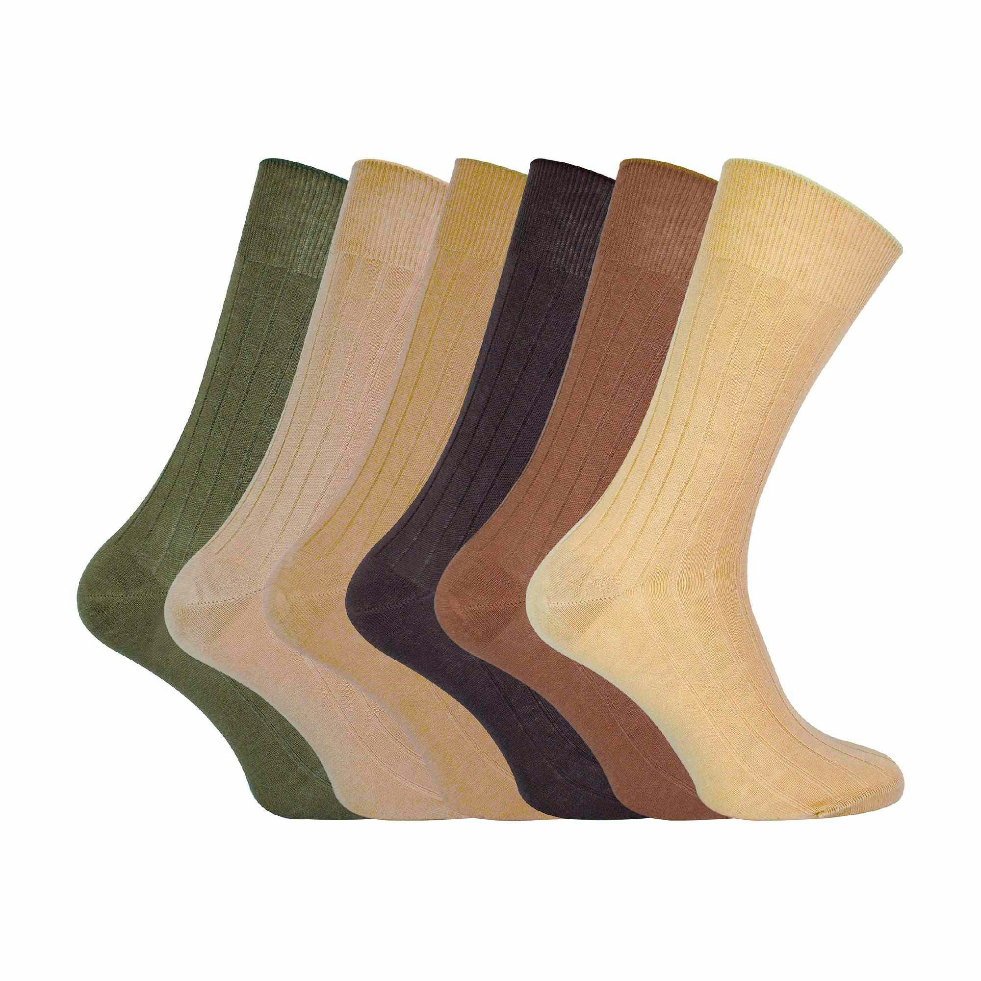 Sock Snob Men's Brown 6 Pack 100% Egyptian Cotton Dress Socks - Size 6-8 Uk