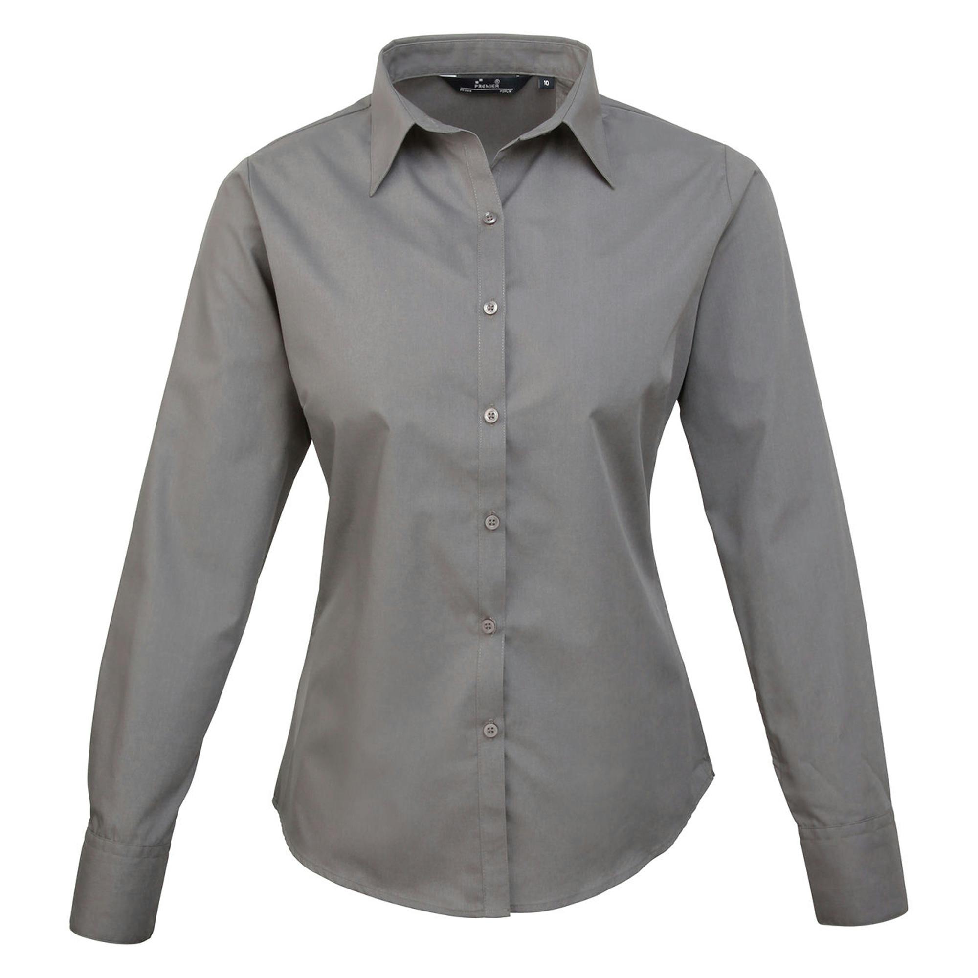 Joom Premier Women's Dark Grey / Poplin Long-Sleeved Blouse Cm - Image 4