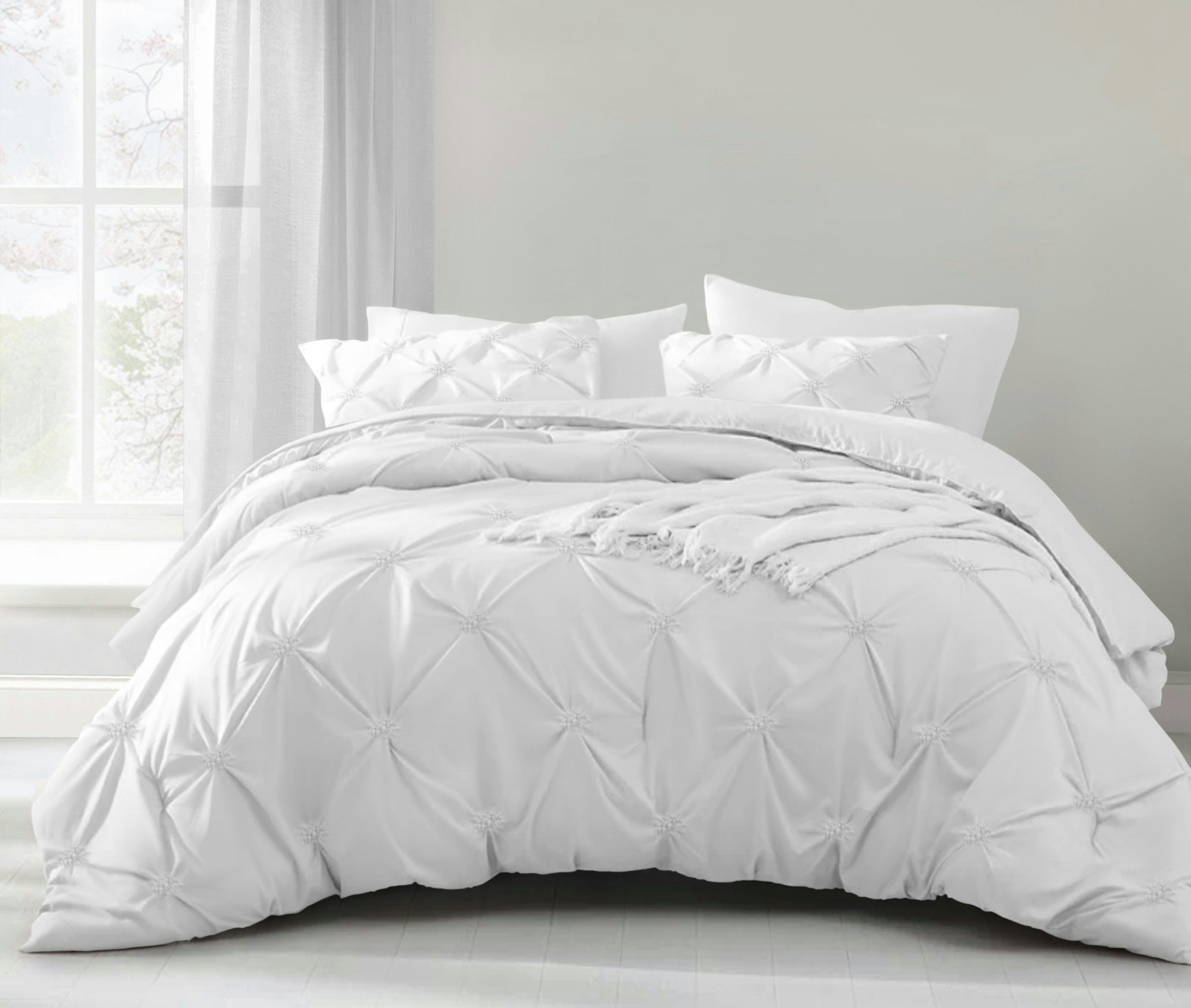 Rackhams White Angelica Duvet Cover & Pillowcase Set - King