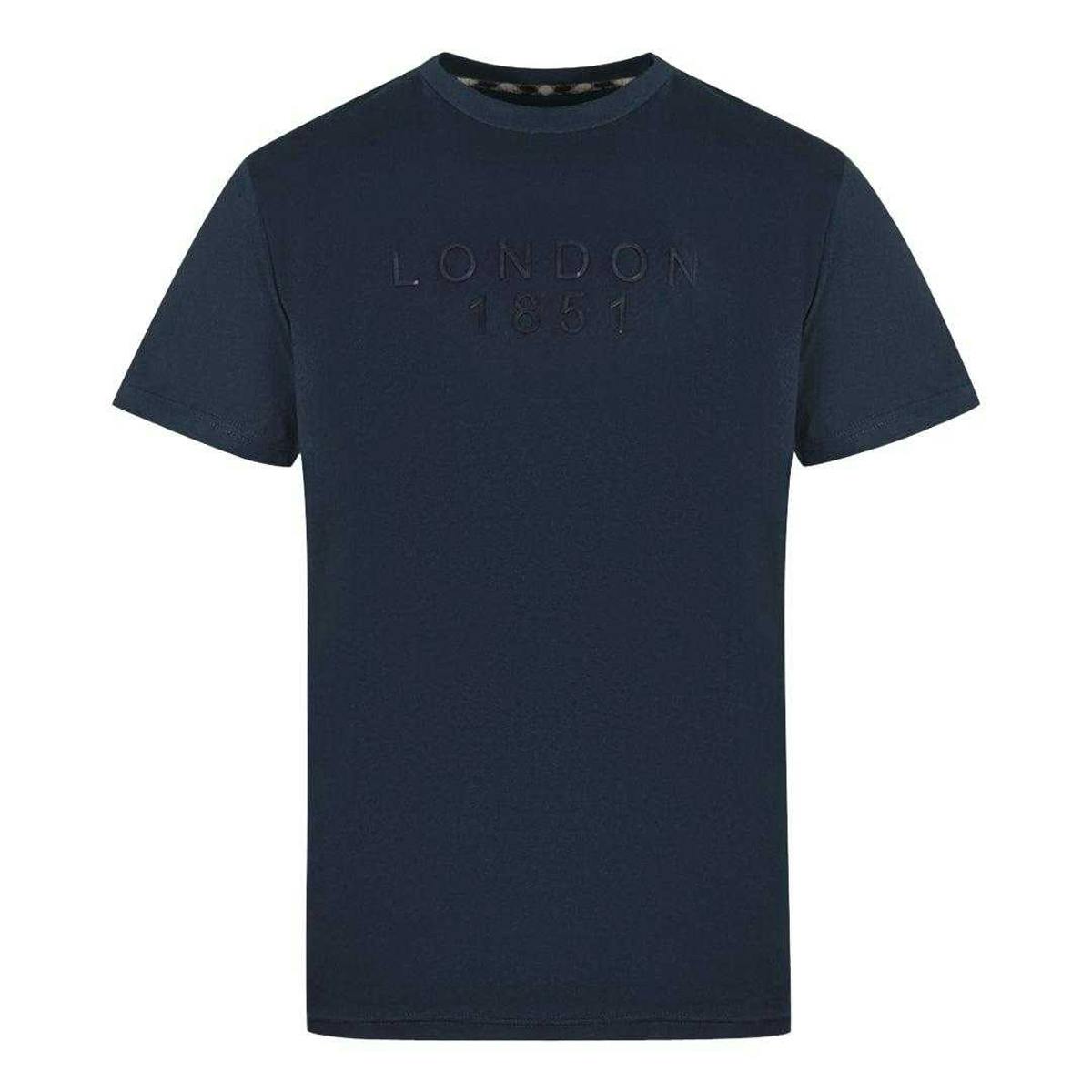 Aquascutum Men's Blue London 1851 Logo Taped T-Shirt - Navy - M - Navy - 100% Cotton