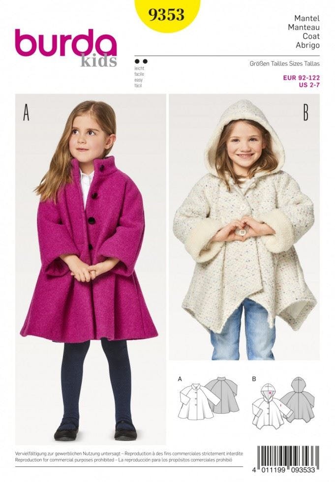Burda Sewing Pattern 9353 Coats And Jackets For Kids, 2-7 Years - Easy