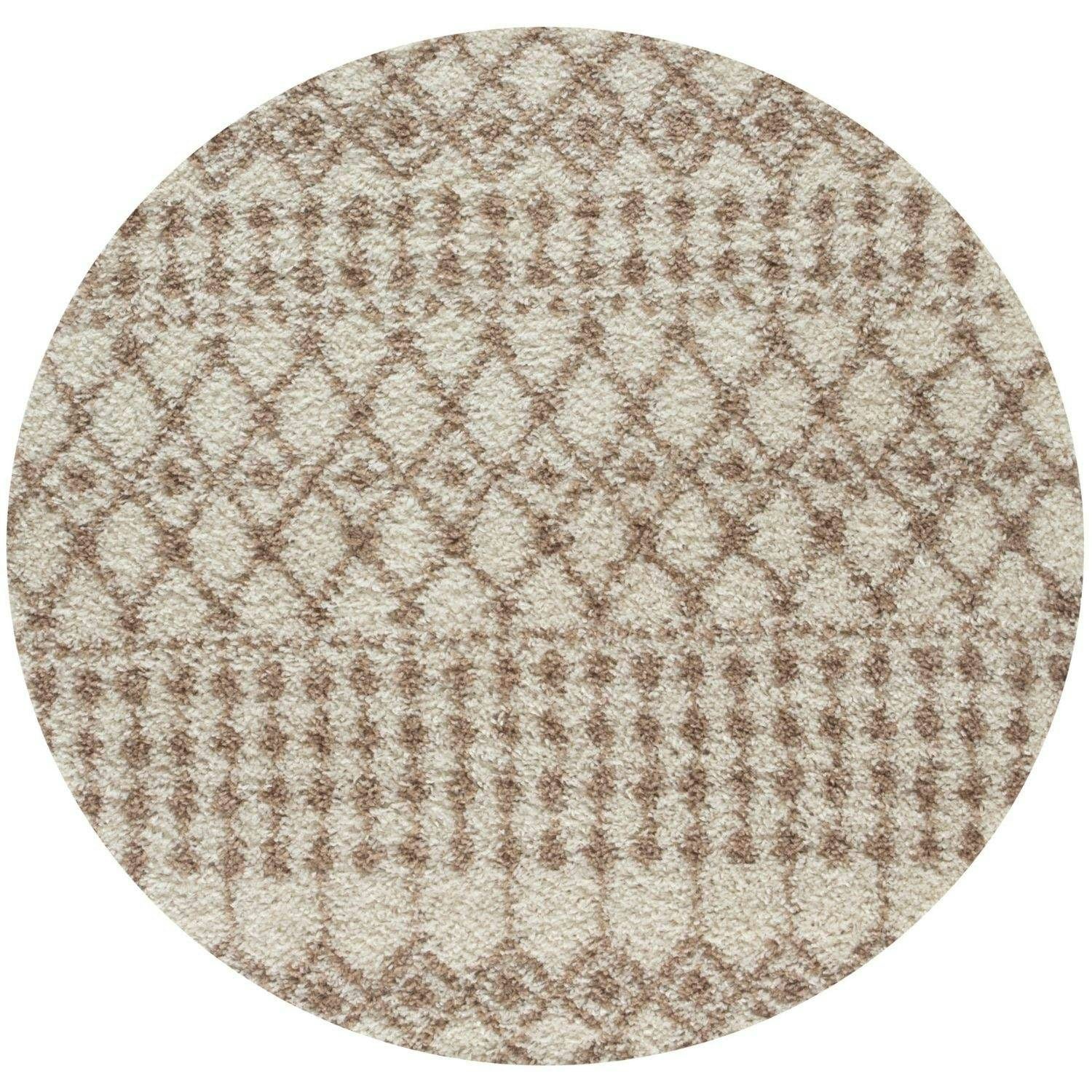 The Rugs Ivory/Beige Moroccan Shaggy Rug | 1030 - Ø 120 Cm