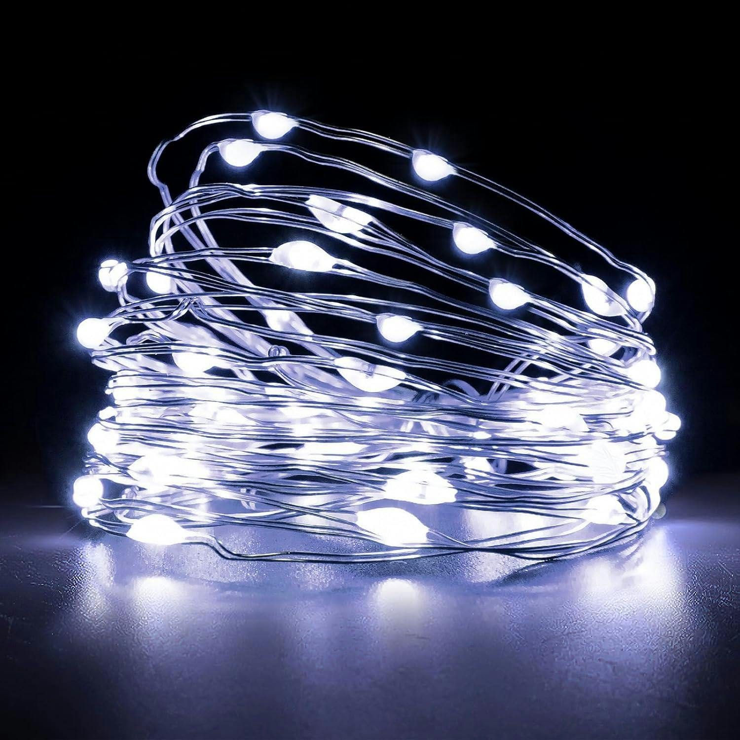 Shatchi White/Silver 10M 100 Cool Led Battery Operated Micro Rice Fairy String Lights - 10M - String Lights - Image 3