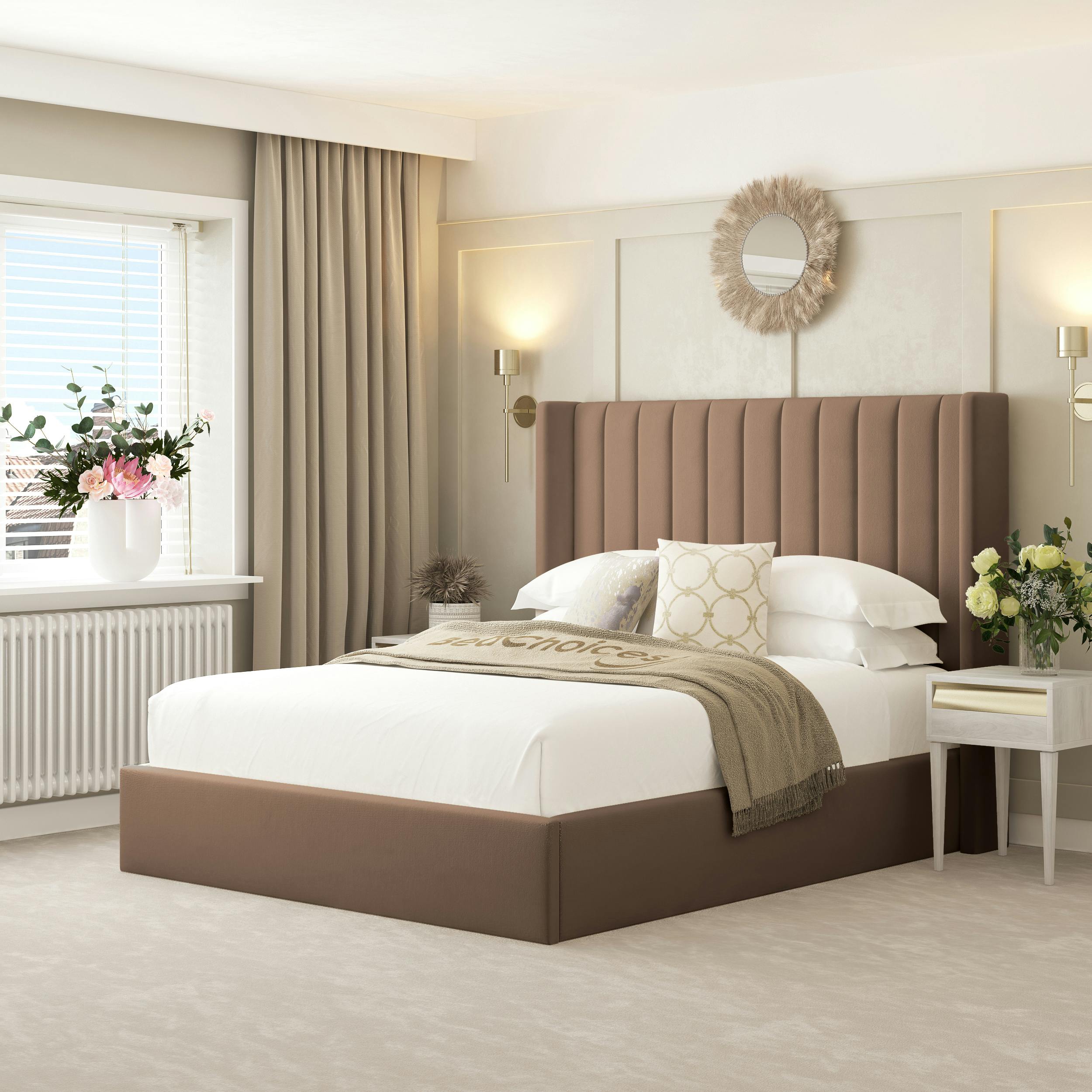 Rackhams Madison Bed Frame With 54" Headboard - Double - Taupe