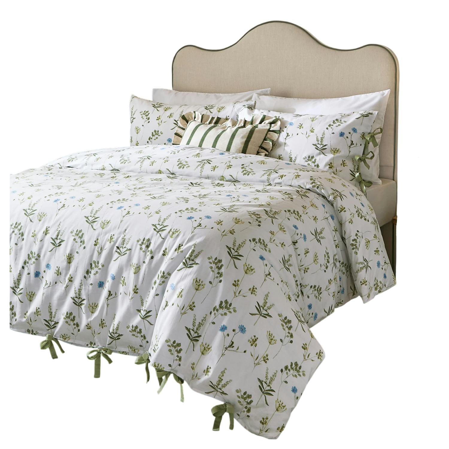 Rackhams White Reversible Cotton Meadow Floral Duvet Cover Set - /Cornflower - King/Super King - /Cornflower - 100% Cotton