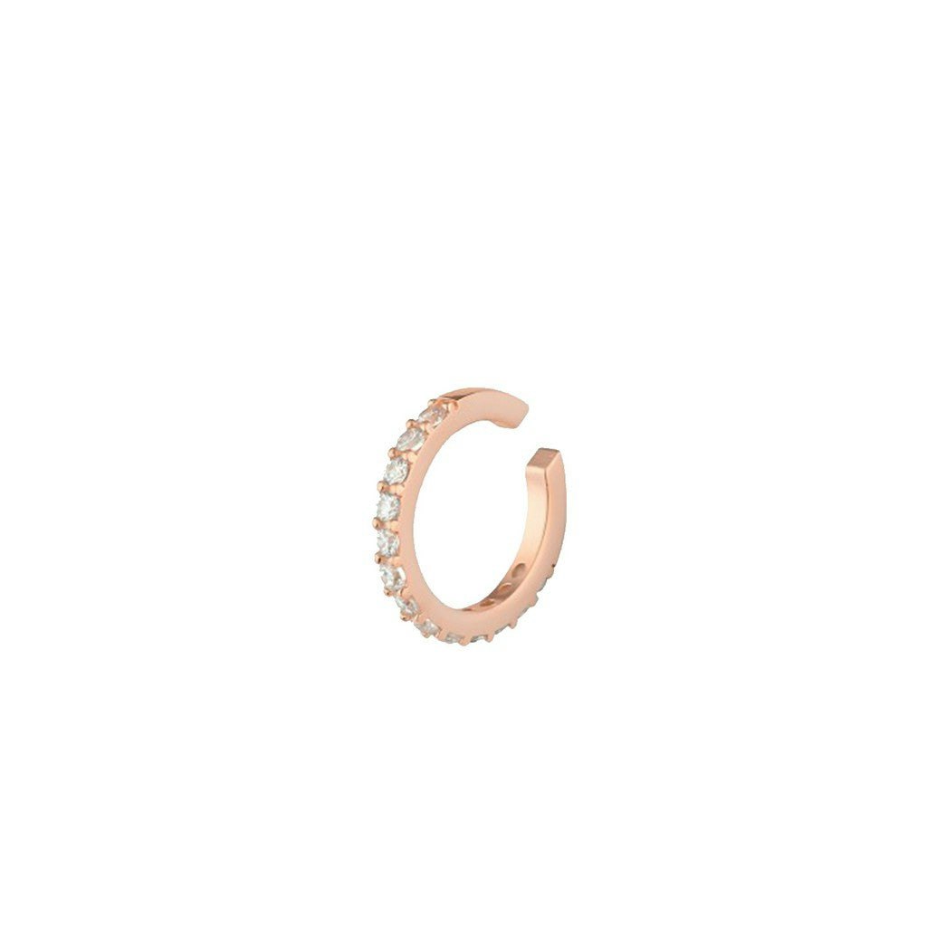 Spero London Silver/Gold Cubic Zirconia Sterling Ear Cuff No Piercing - Rose - Rose