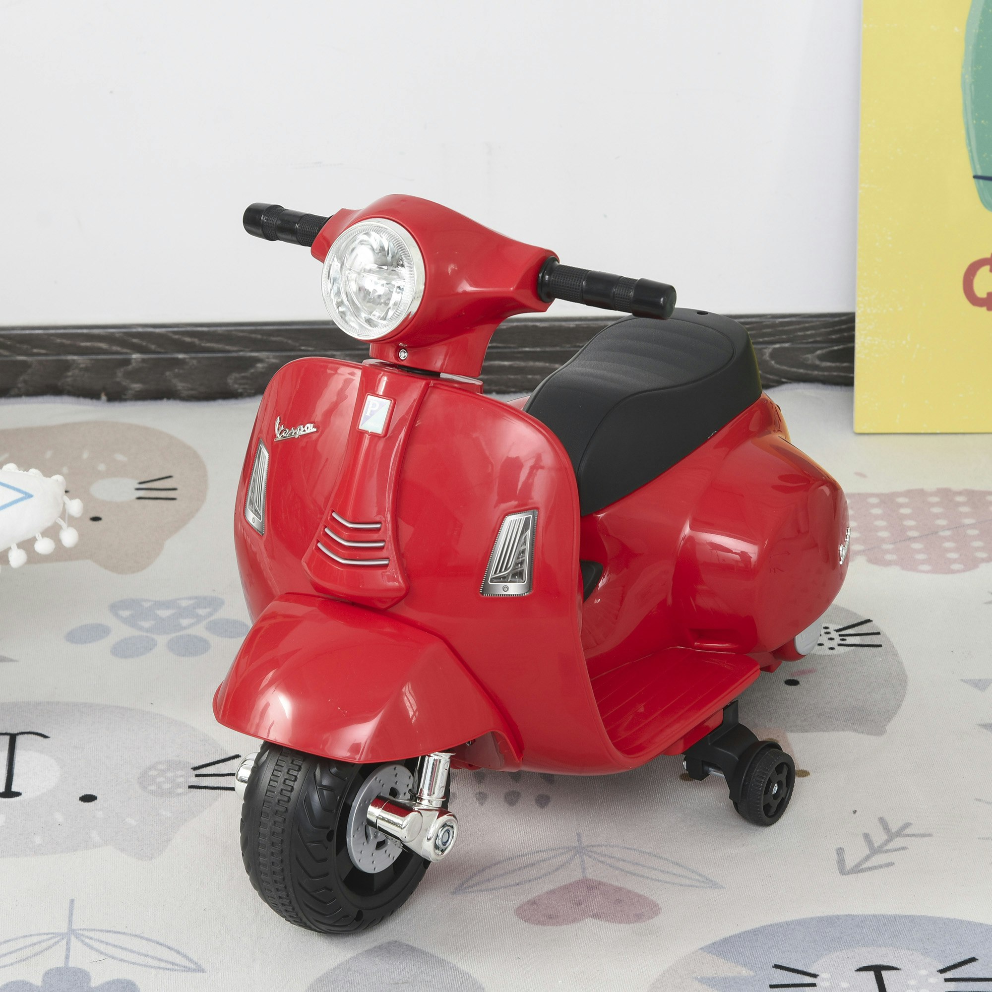 Homcom Vespa Licensed Kids Ride On Motorcycle 6V Battery Powered Electric Toys