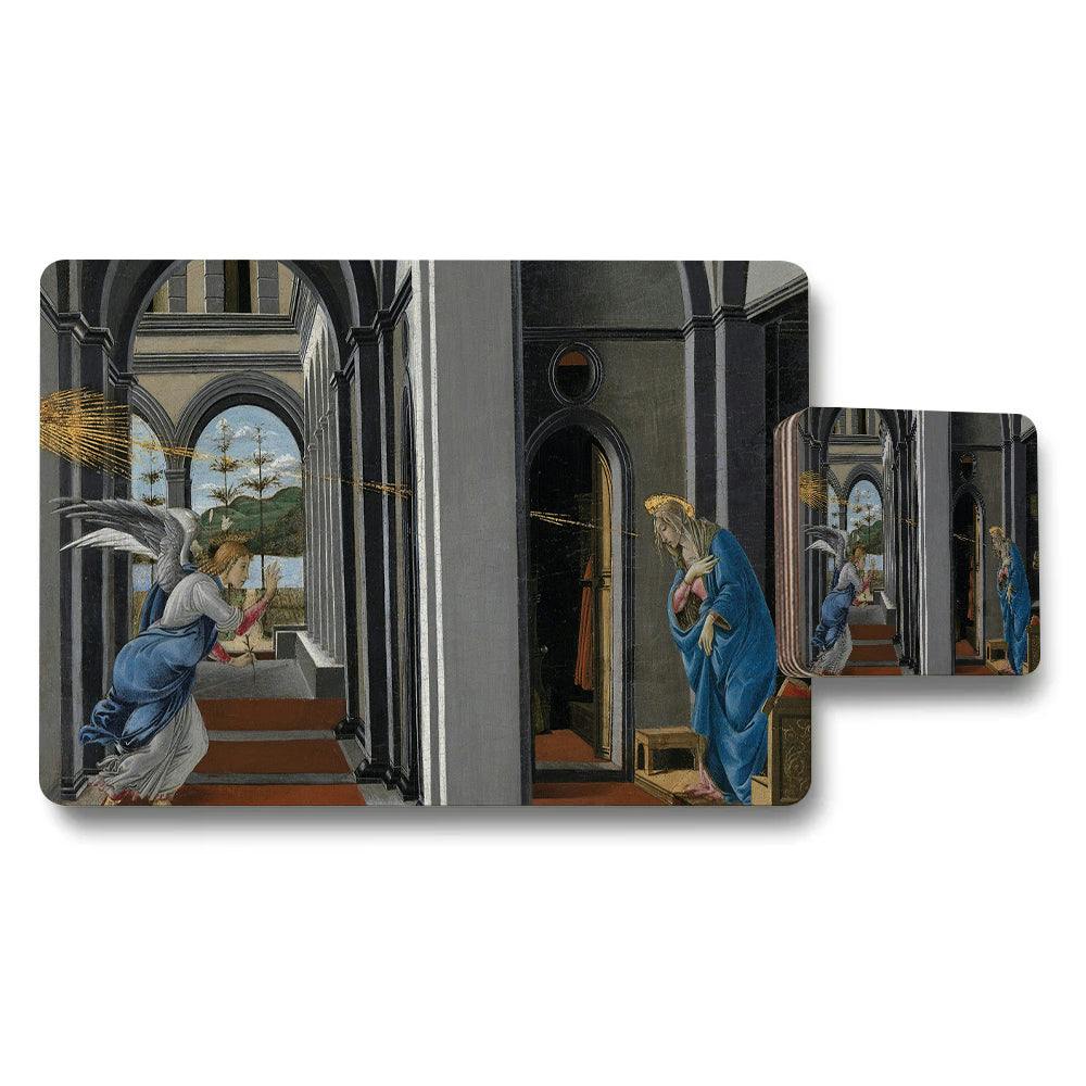 Rackhams Blue/Gold Annunciation Scene Placemat And Coaster Set With Archway Gallery Print