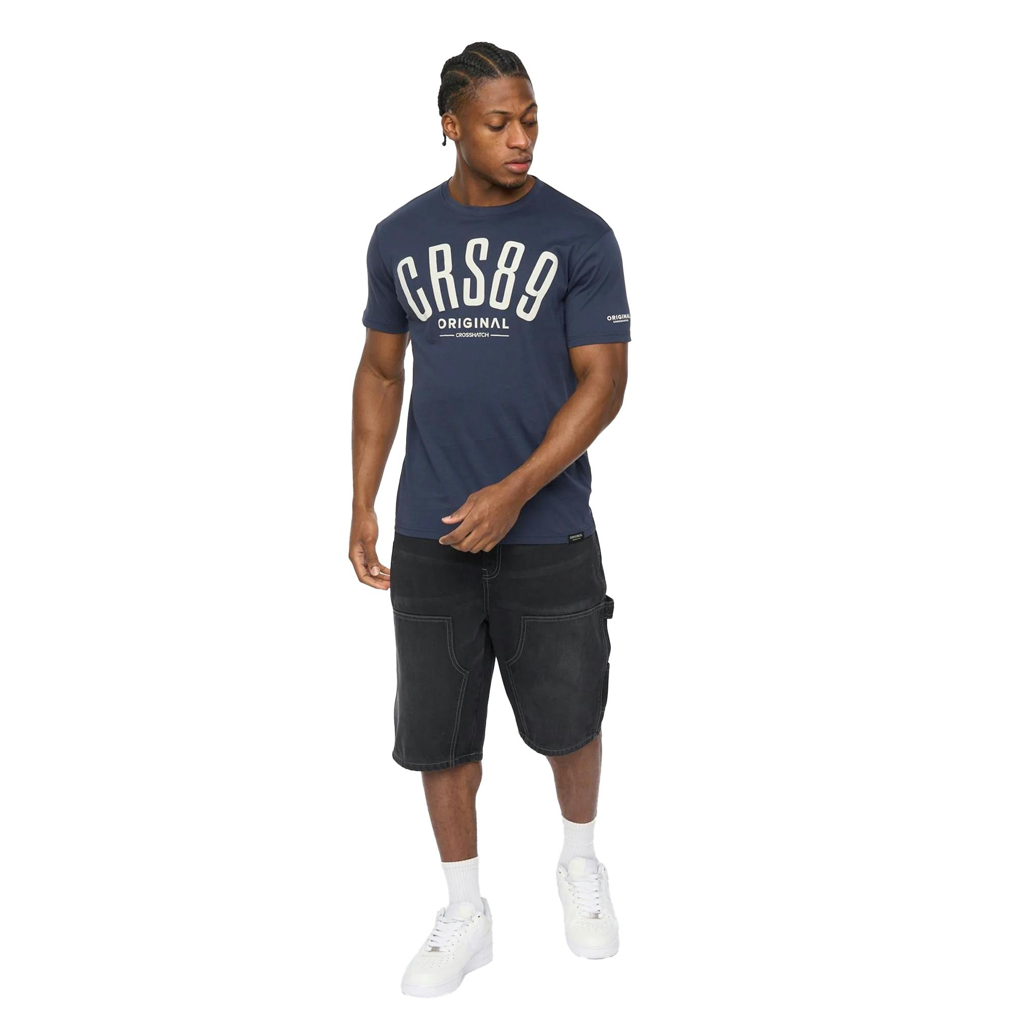 Crosshatch Men's Hallfell T-Shirt - Navy - L - Navy - 100% Cotton